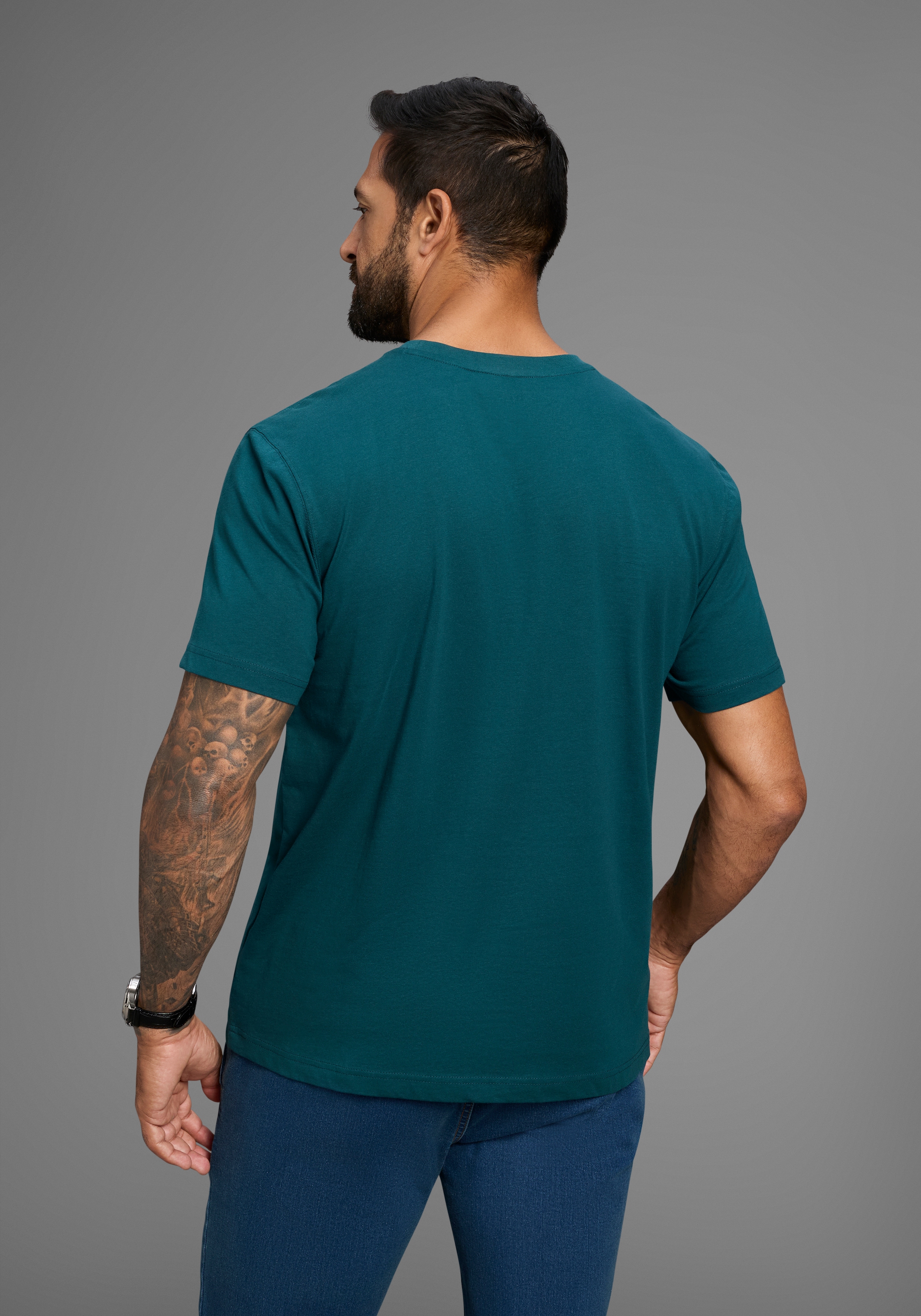 Man's World Rundhalsshirt, kurzärmelig, lässige Passform, bedruckt, Rundhalsausschnitt