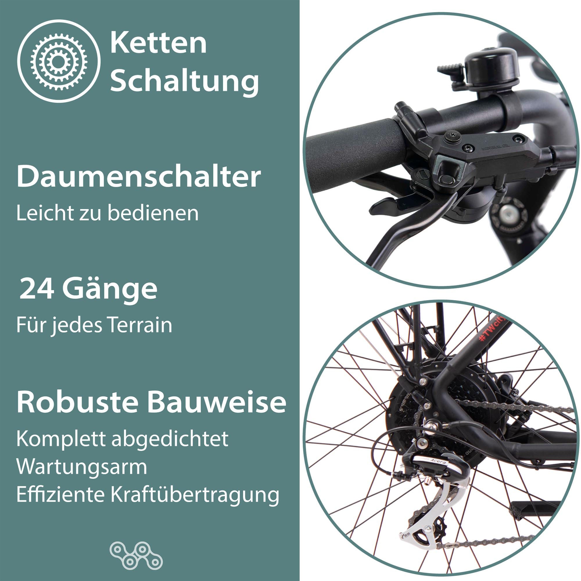 Tretwerk E-Bike »Seville 5.0«, 24 Gang, Shimano, Heckmotor 250 W, Pedelec, Elektrofahrrad für Damen u. Herren