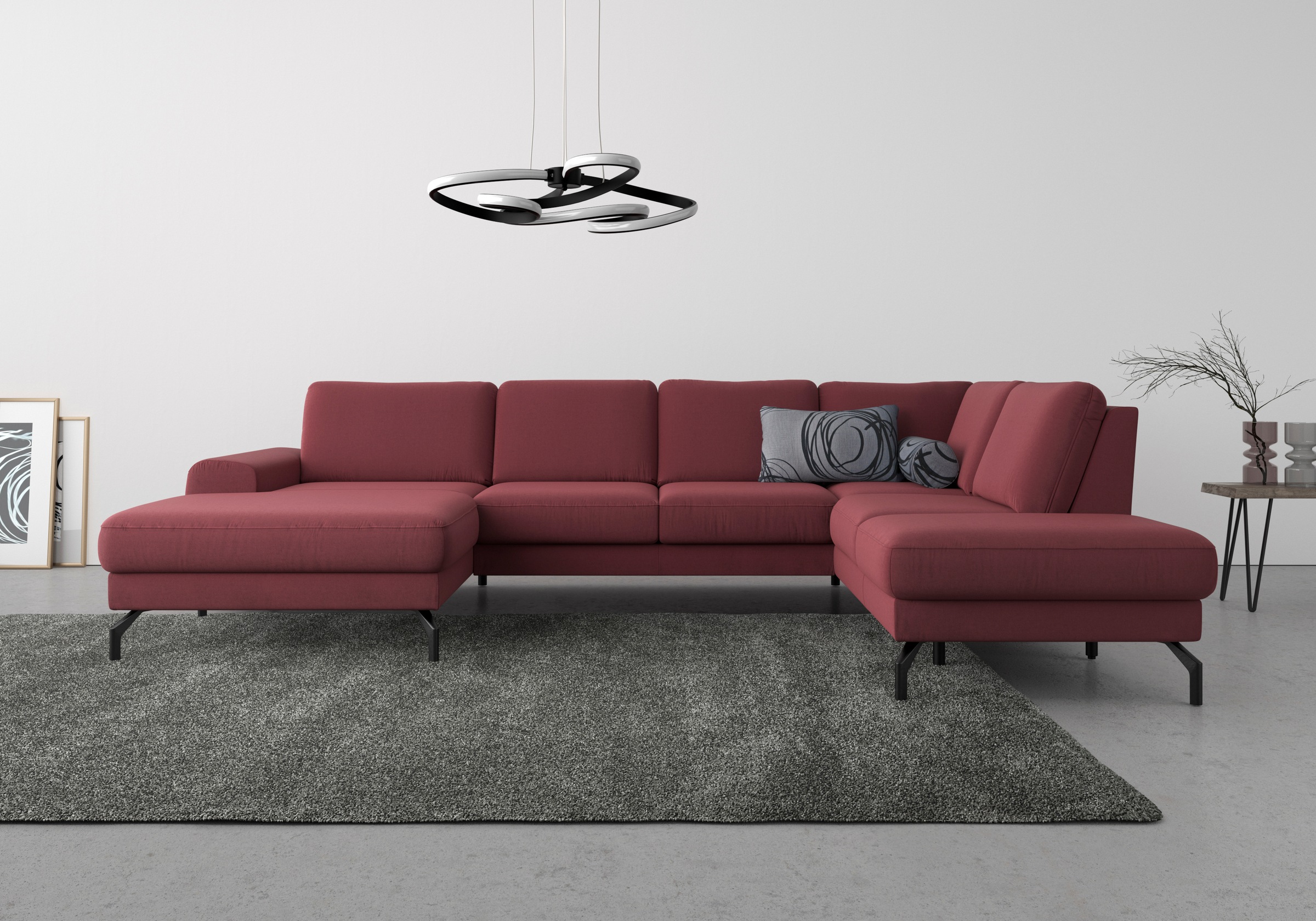 sit&more Wohnlandschaft »Cinturo U-Form«, inklusive Sitztiefenverstellung und Federkern, Sitzhöhe 48 cm