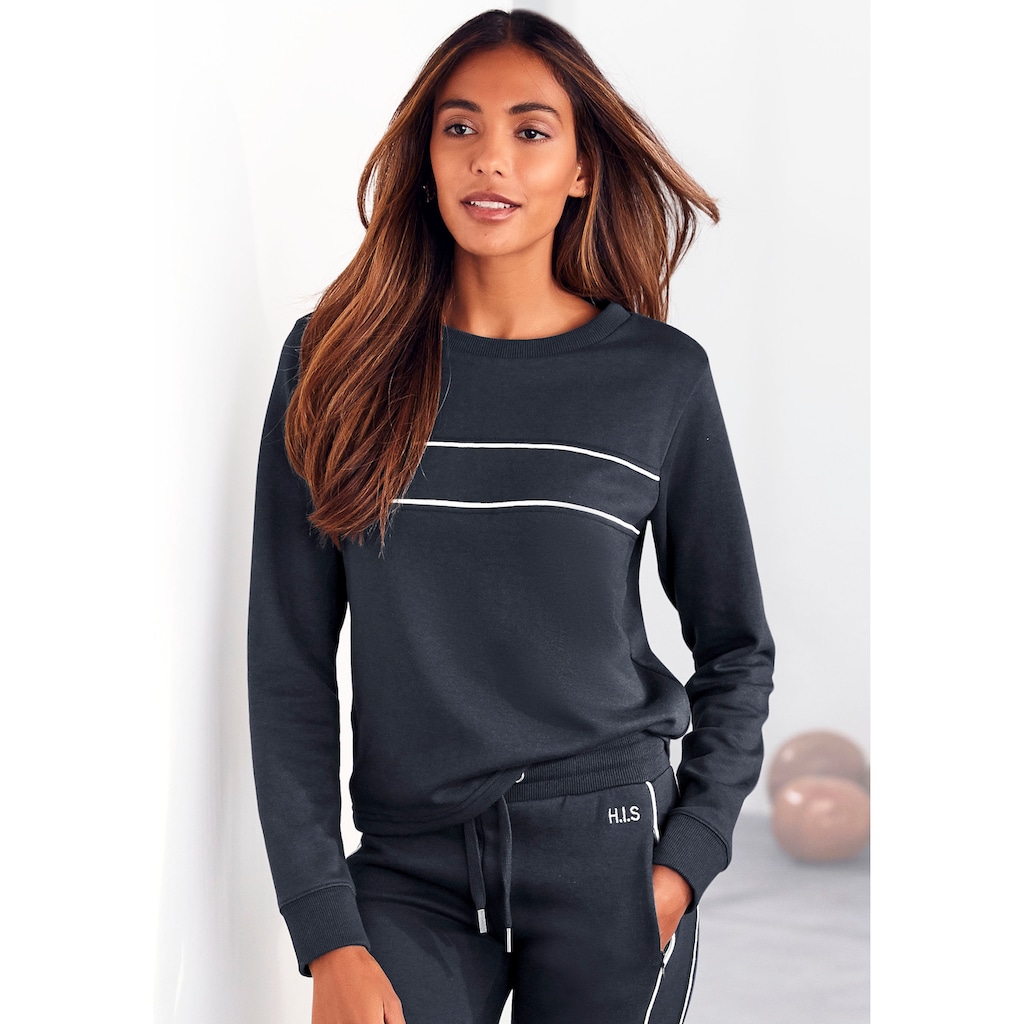 H.I.S Sweatshirt, mit Piping auf der Brust, Loungeanzug