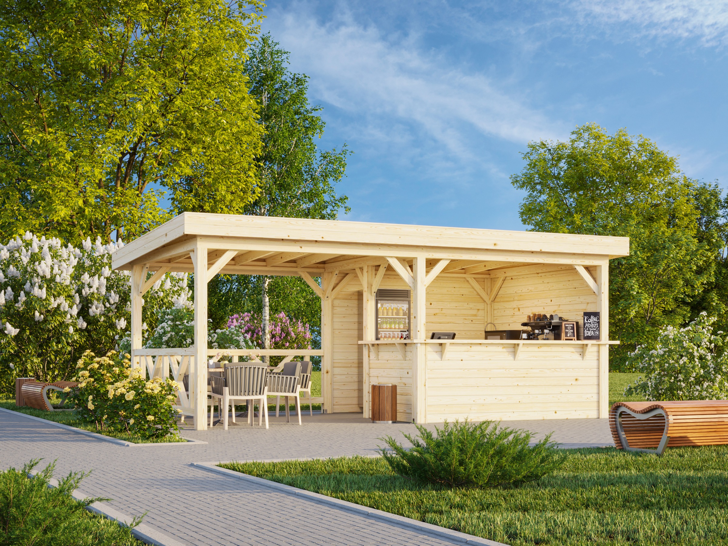 Palmako Holzpavillon »Lenna 16,6 m² Set 310« BxTxH: 628x340x245 cm