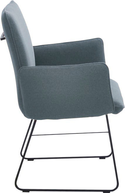 K+W Komfort & Wohnen Armlehnstuhl, 1 St., Flachgewebe Q2 2250, Drahtkufengestell in Metall schwarz, Griff am Rücken, Steppung im Sitz