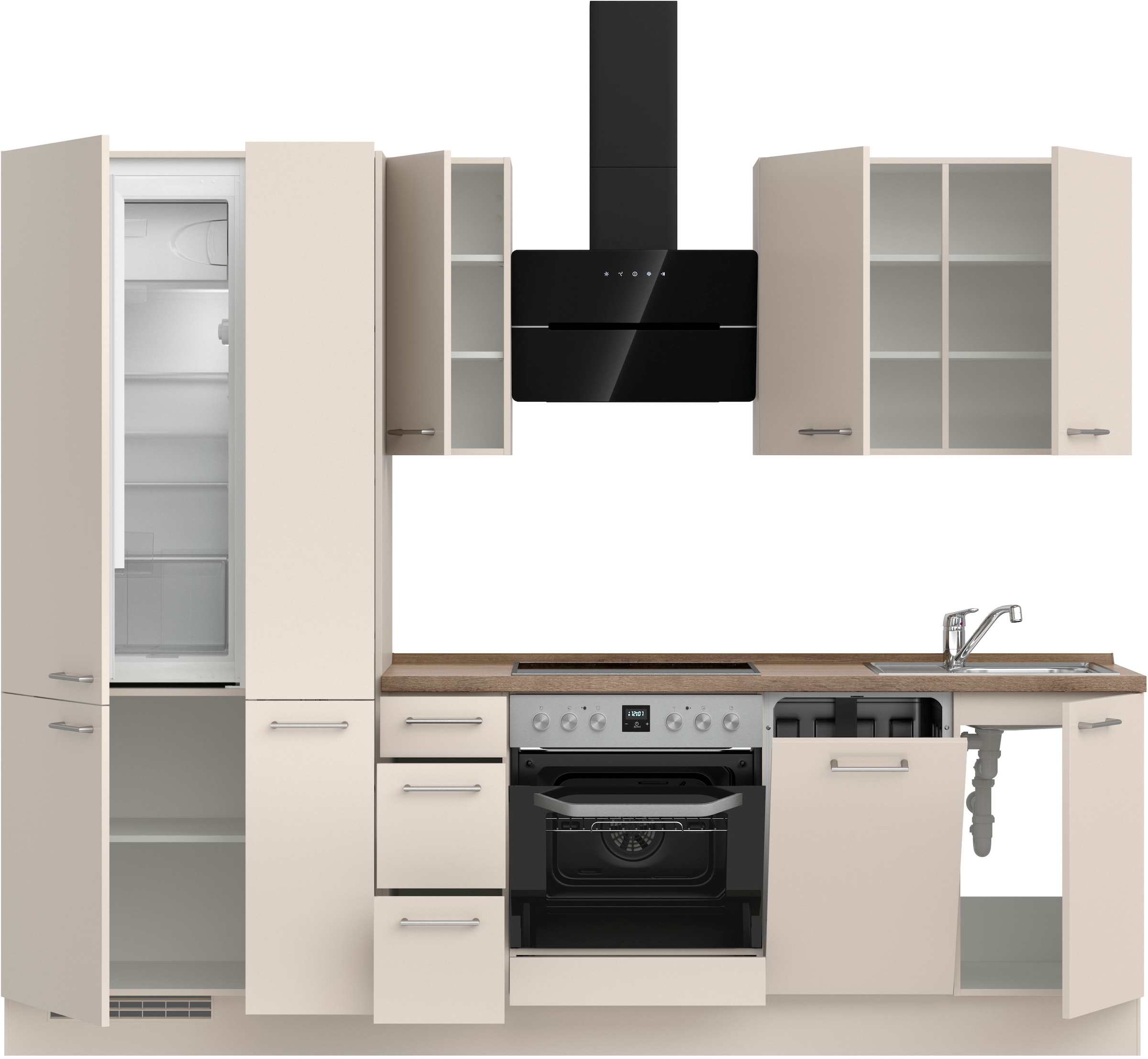 nobilia® Küchenzeile »"Laser II"«, vormontiert, Ausrichtung wählbar, Breite 270 cm, wahlw. mit E-Geräten