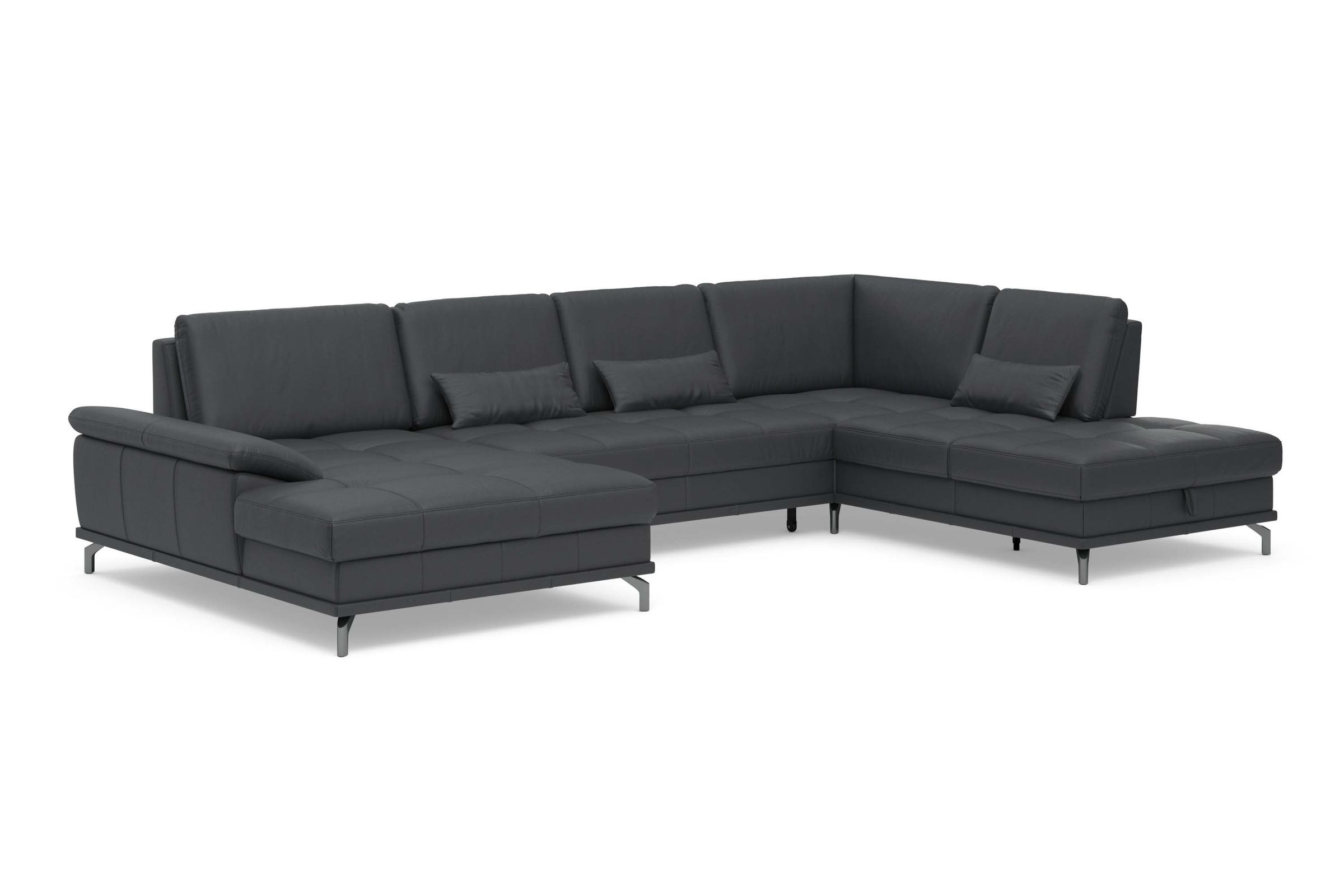Places of Style Wohnlandschaft »Costello U-Form, mit Sitztiefenverstellung, Armteilverstellung und«, 3 Nierenkissen, optional Bettfunktion und Bettkasten