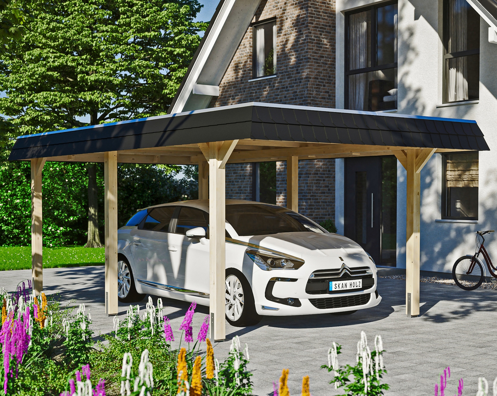 Skanholz Einzelcarport "Wendland" Leimholz 291 cm natur