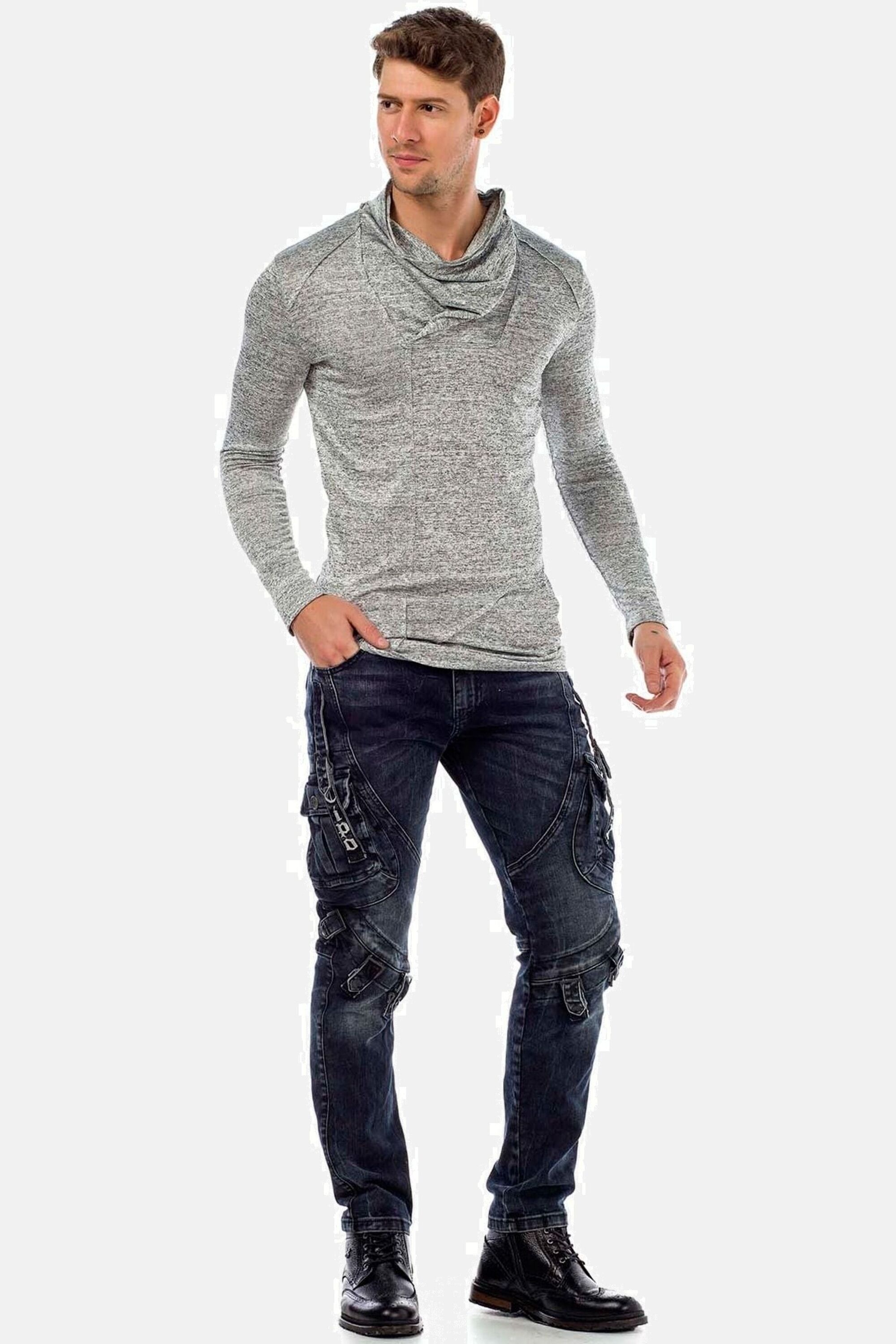 Cipo & Baxx Cargojeans »Jeans«, mit Verschlussschnallen und Stickereien, CD-440