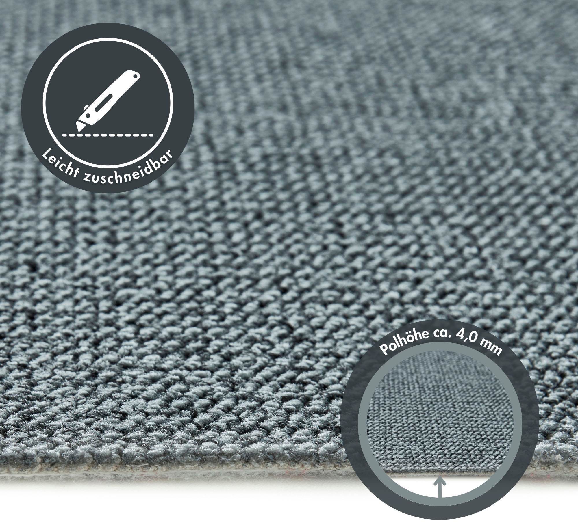 Andiamo Teppichboden »Tulsa, Schlinge, Made in Belgium«, rechteckig, 6 mm Höhe, meliert, Breite 400 cm oder 500 cm, strapazierfähig & pflegeleicht