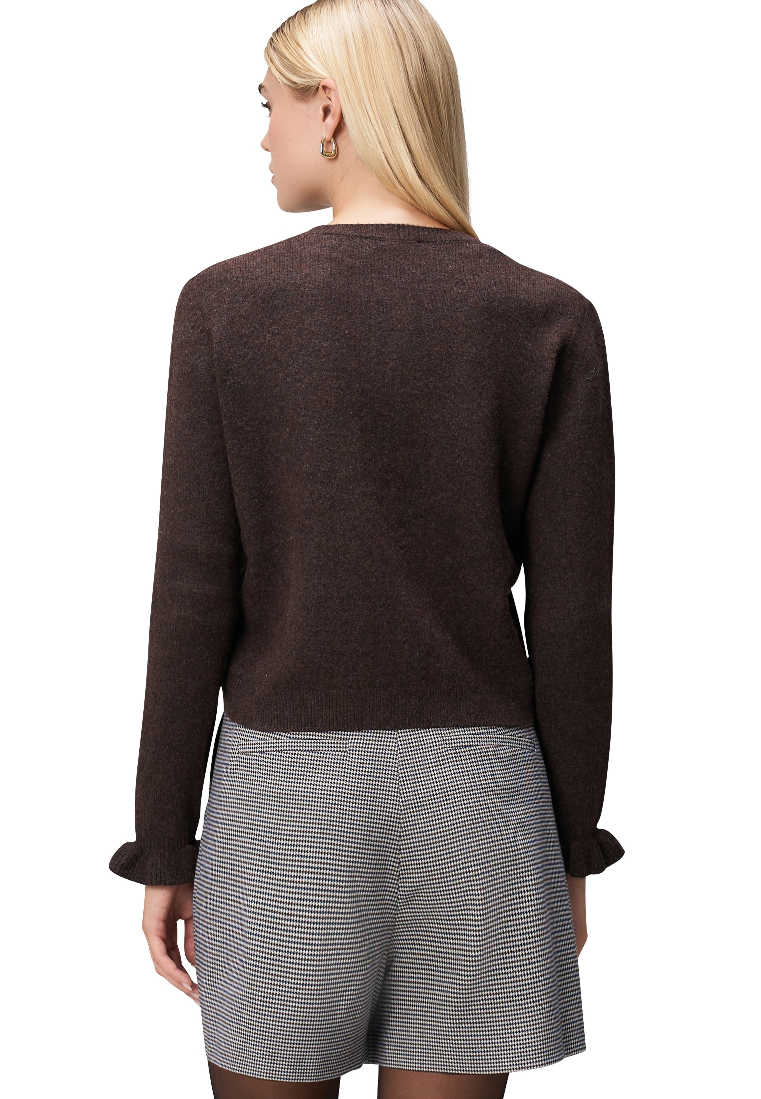 Zero Strickjacke »zero Damen Strickjacke mit Rüschen«, Knopfleiste