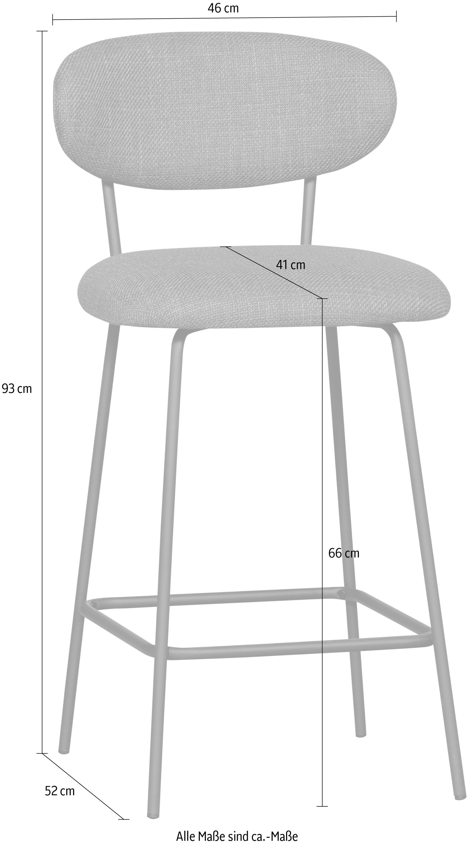 WOOOD Barhocker »Kjeld«, (2 St.), gepolstert mit gewebtem Stoff, Höhe 93 cm
