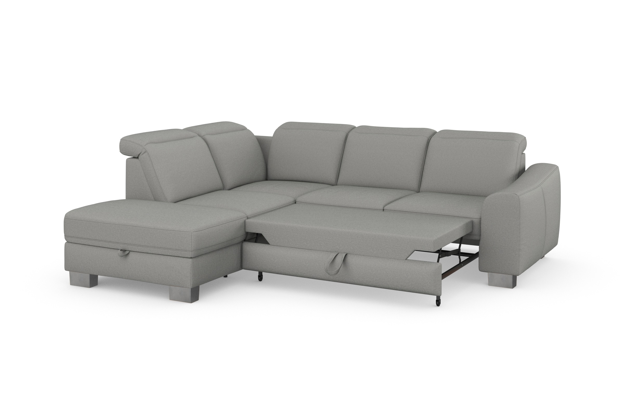 sit&more Ecksofa »Dundee L-Form«, mit Federkern und Edelstahlfüßen, wahlweise mit Kopfteilverstellung
