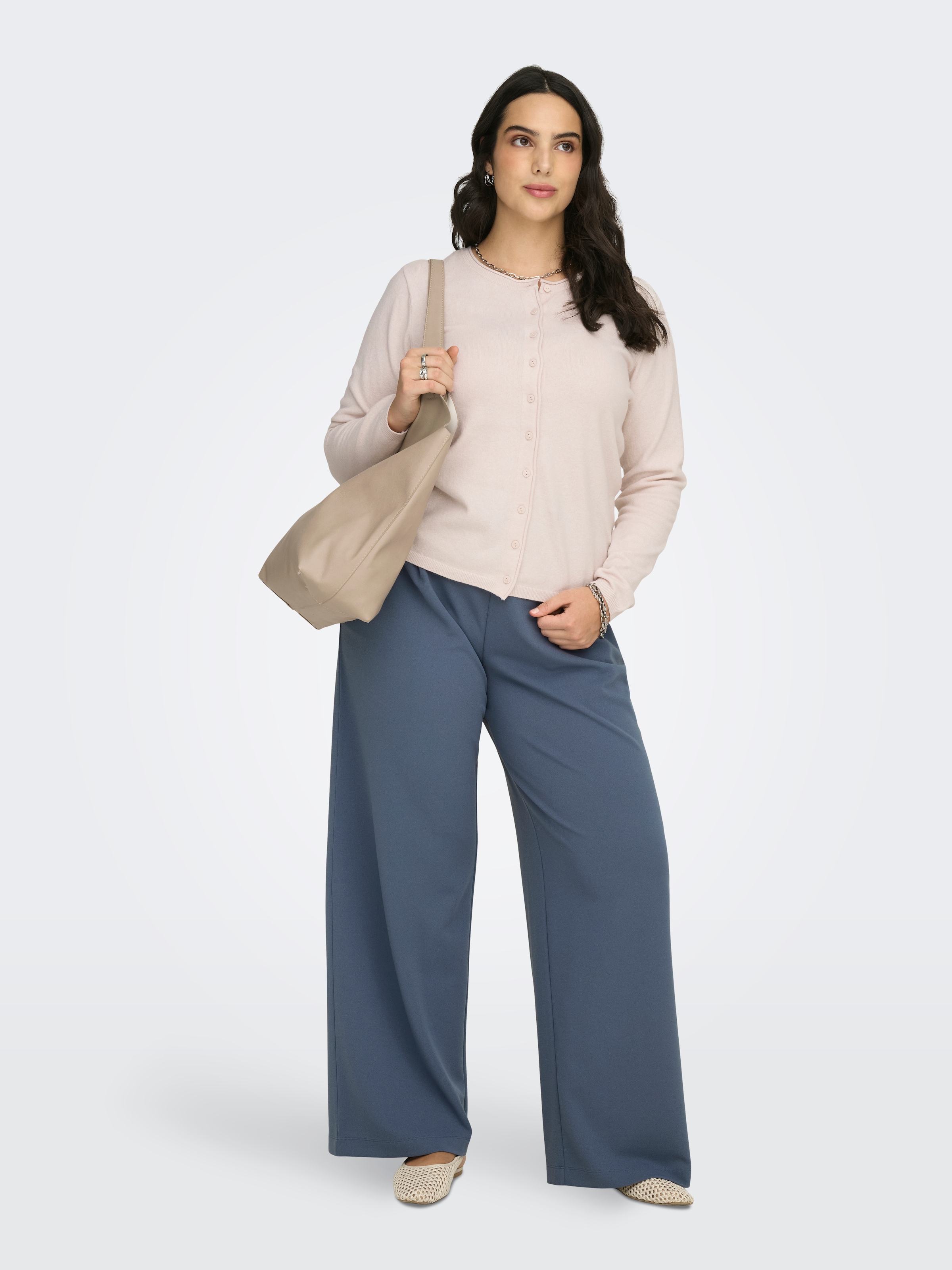 ONLY CARMAKOMA Strickjacke »CARLOYAL LIFE LS O-NECKBU CARDI KNT NOOS« Kunstfaser, Feinstrick