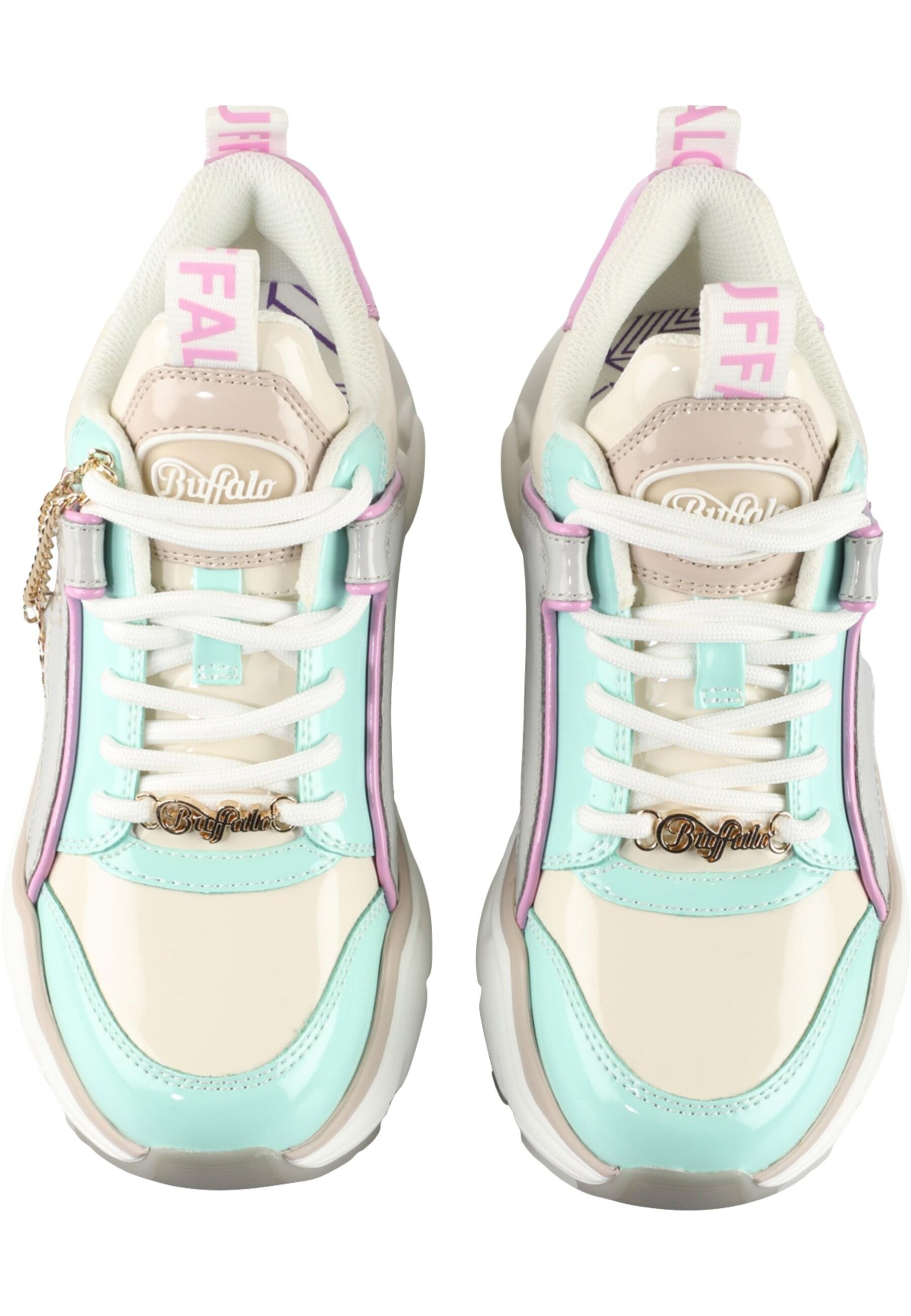 BUFFALO Damen Trainingsschuh "Buffalo BINARY GLAM", Gr. 36grau, aqua, pink, Polyurethan, Schuhe