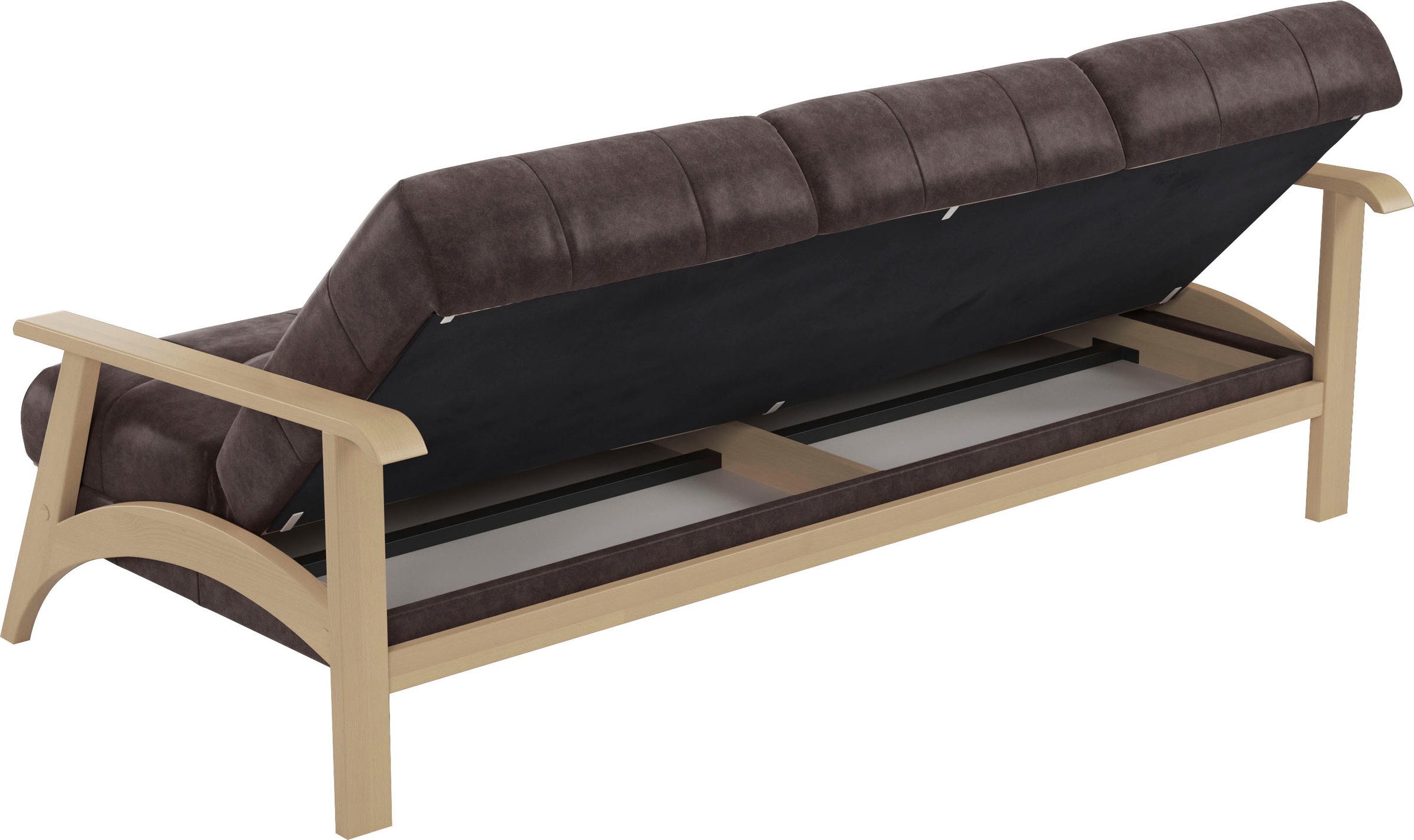 sit&more 3-Sitzer »Billund«, Armlehnen aus Buchenholz in natur, verschiedene Bezüge und Farben