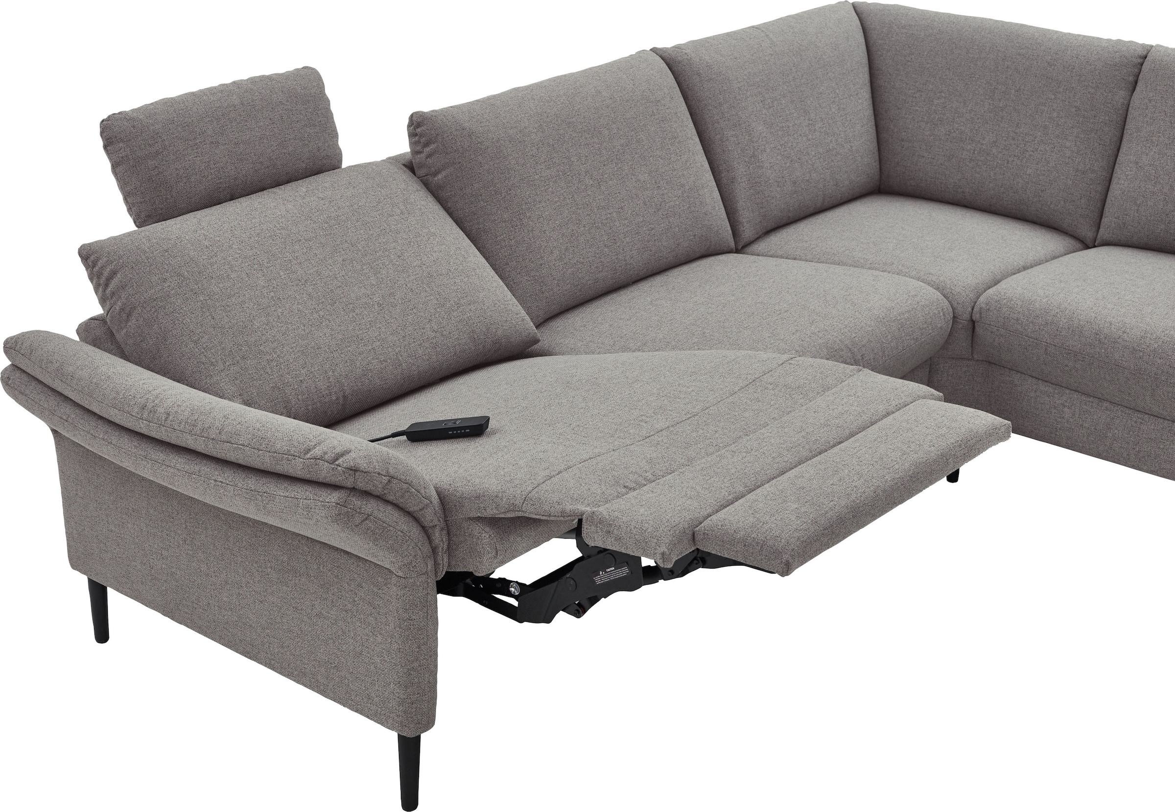 PLACES OF STYLE Ecksofa »Sarsina: mit Tonnentaschen-Federkern, perfekt zum Entspannen L-Form« inklusive 2 motorischen Relaxfunktionen mit Herz-Waage-Beschlag