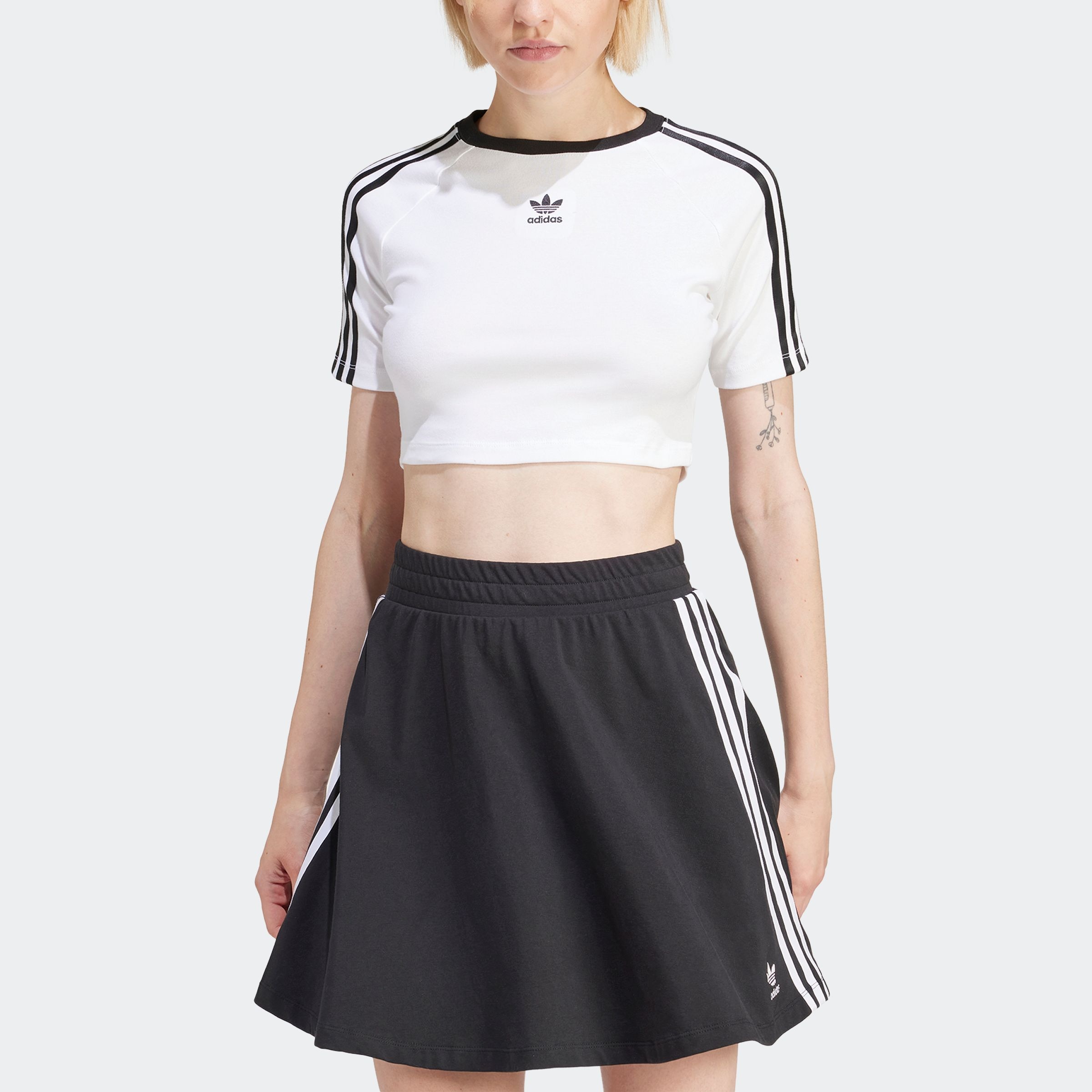 adidas Originals T-Shirt »3 S BABY TEE« sportlicher Stil, cropped, mit drei Streifen, aus Baumwollmix