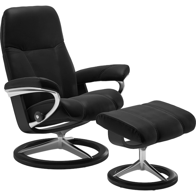 Stressless® Relaxsessel »Consul«, (Set, Relaxsessel mit Hocker), mit  Hocker, mit Signature Base, Größe M, Gestell Schwarz bestellen | BAUR