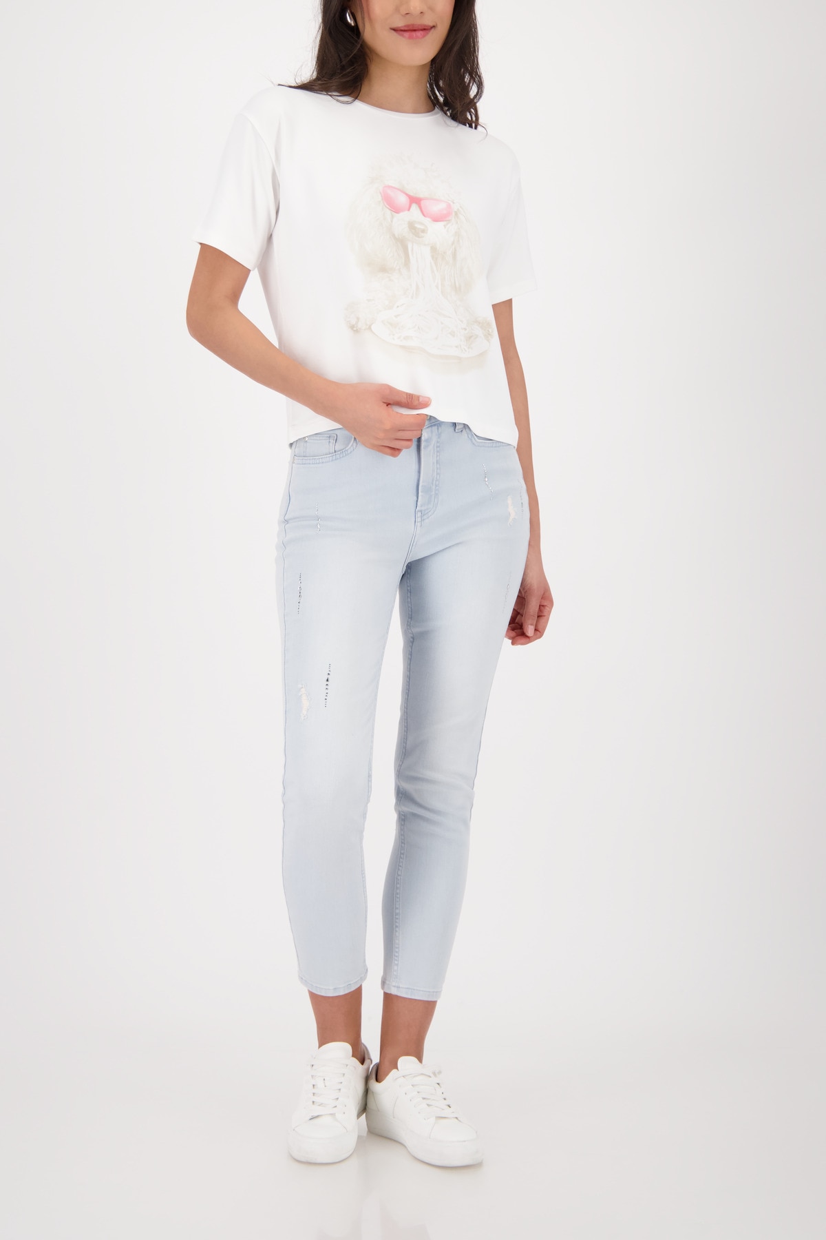 Monari 7/8-Jeans »Basic« mit strahlenden Strasssteinen, 5-Pocket-Form