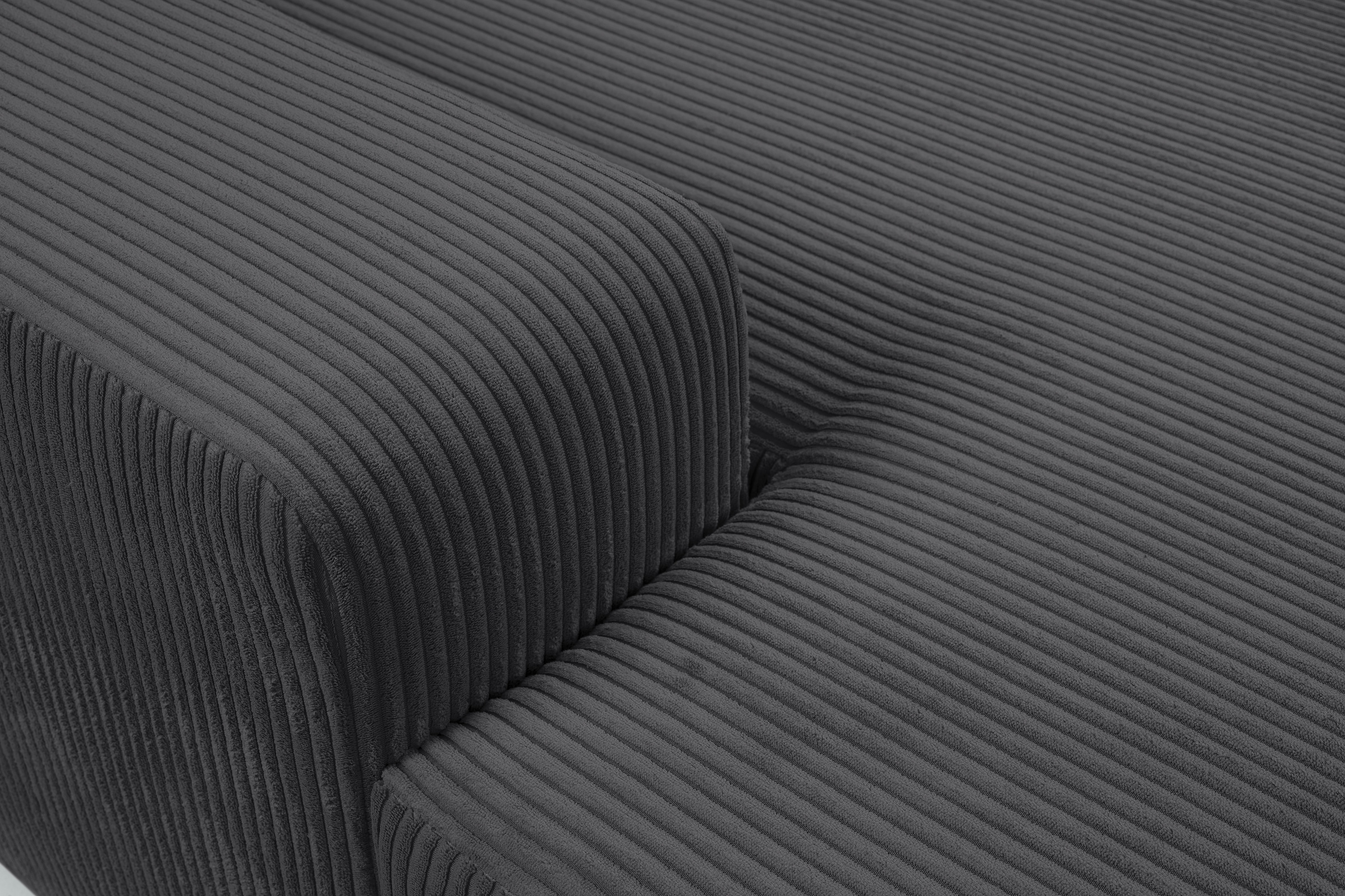 WERK2 Wohnlandschaft »Rotterdam-U, U-Form, in kuschelweichem Cord oder Breitcord«, Design Sofa mit Schlaffunktion & Bettkasten, Cord, Anthrazit