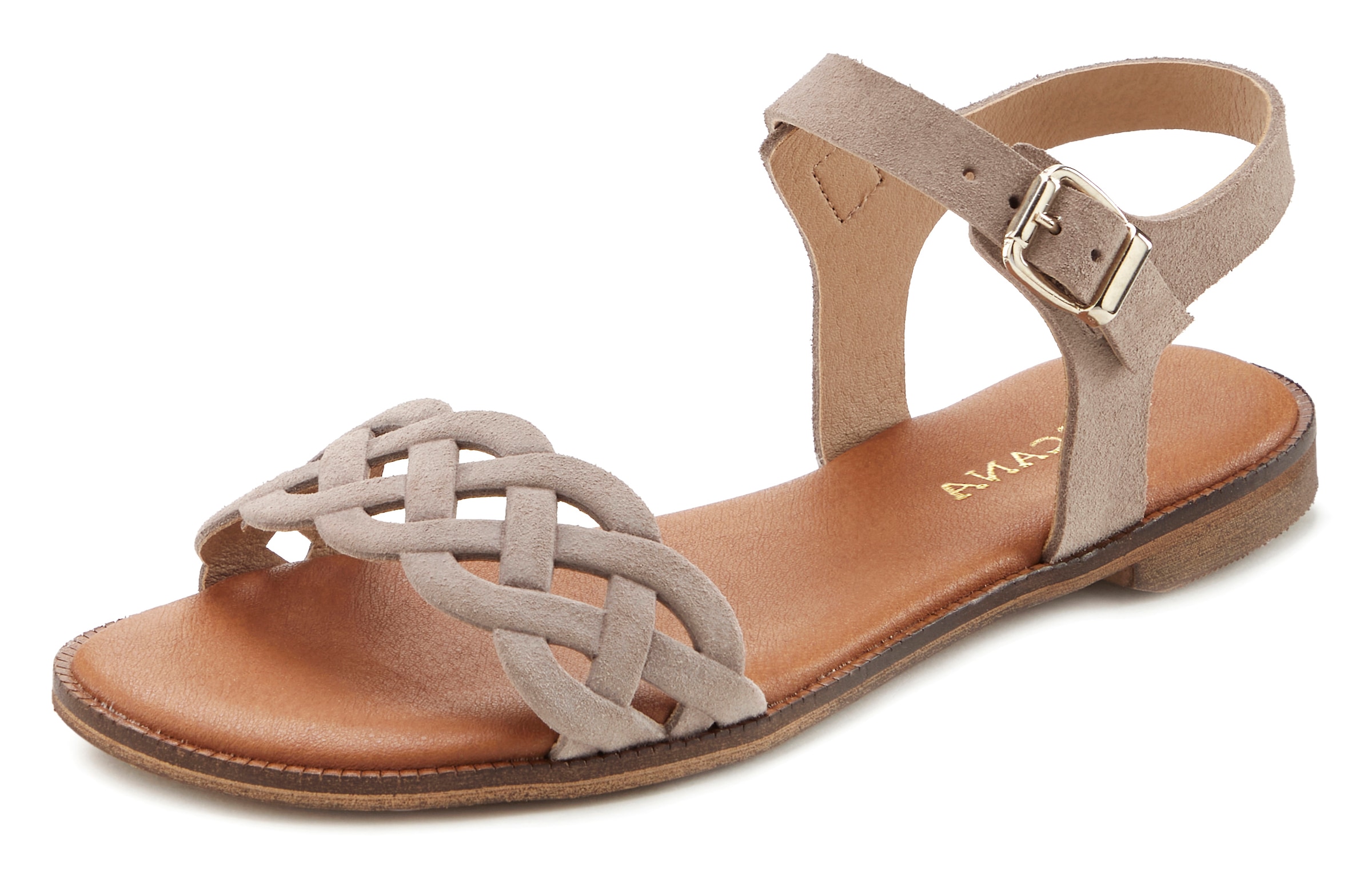 Sandale, Sandalette, Sommerschuh aus Leder mit Cut-Outs und weicher Innensohle