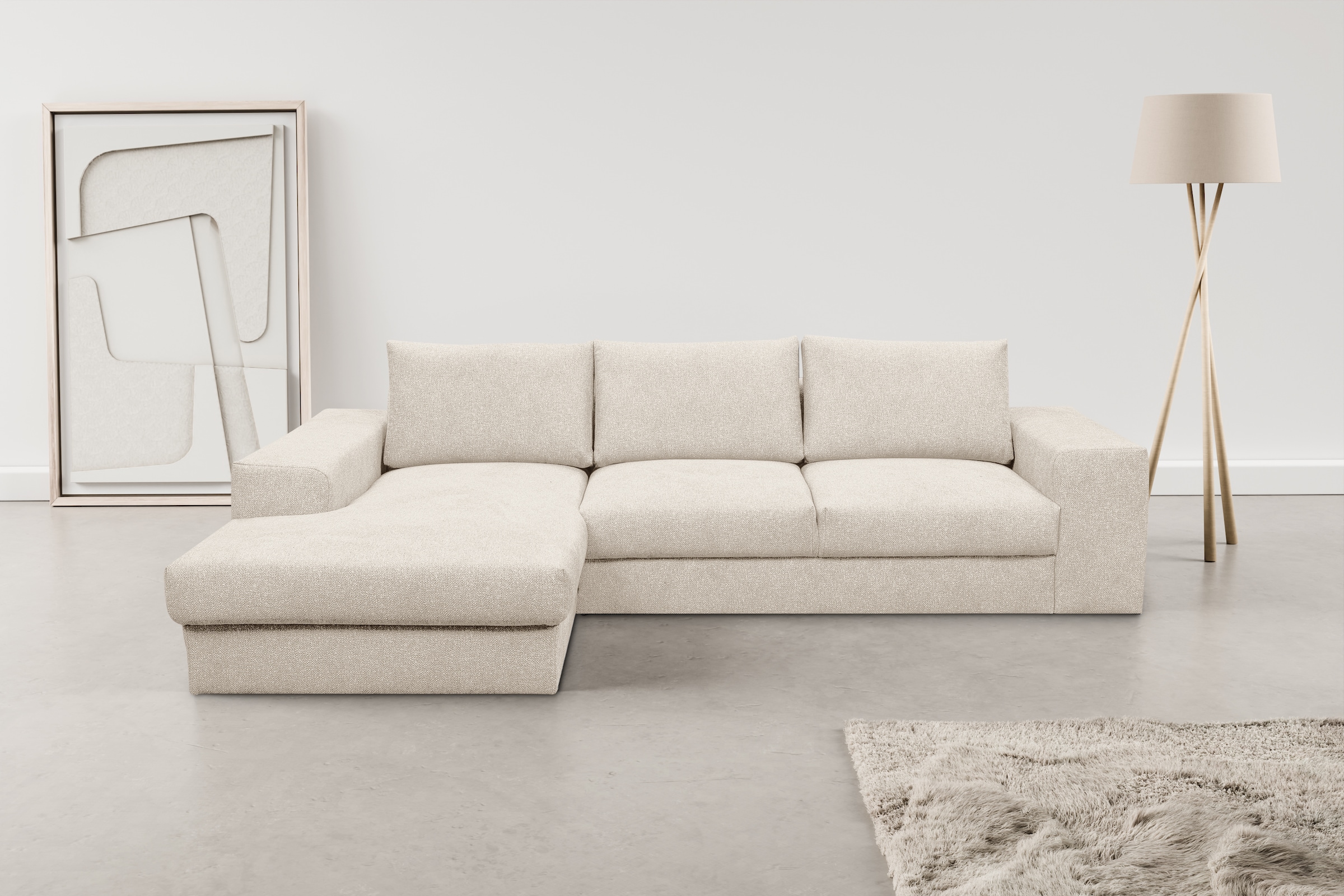 WERK2 Ecksofa "Rozzana 280 x 190 cm modern und bequem" Plüsch, L-Form, XXL