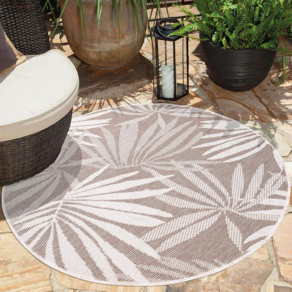 Carpet City Outdoorteppich »DUO RUG 5771«, rund, 5 mm Höhe, Wendeteppich Wetterfest In- & Outdoor, Balkon, Terrasse, Wohnzimmer