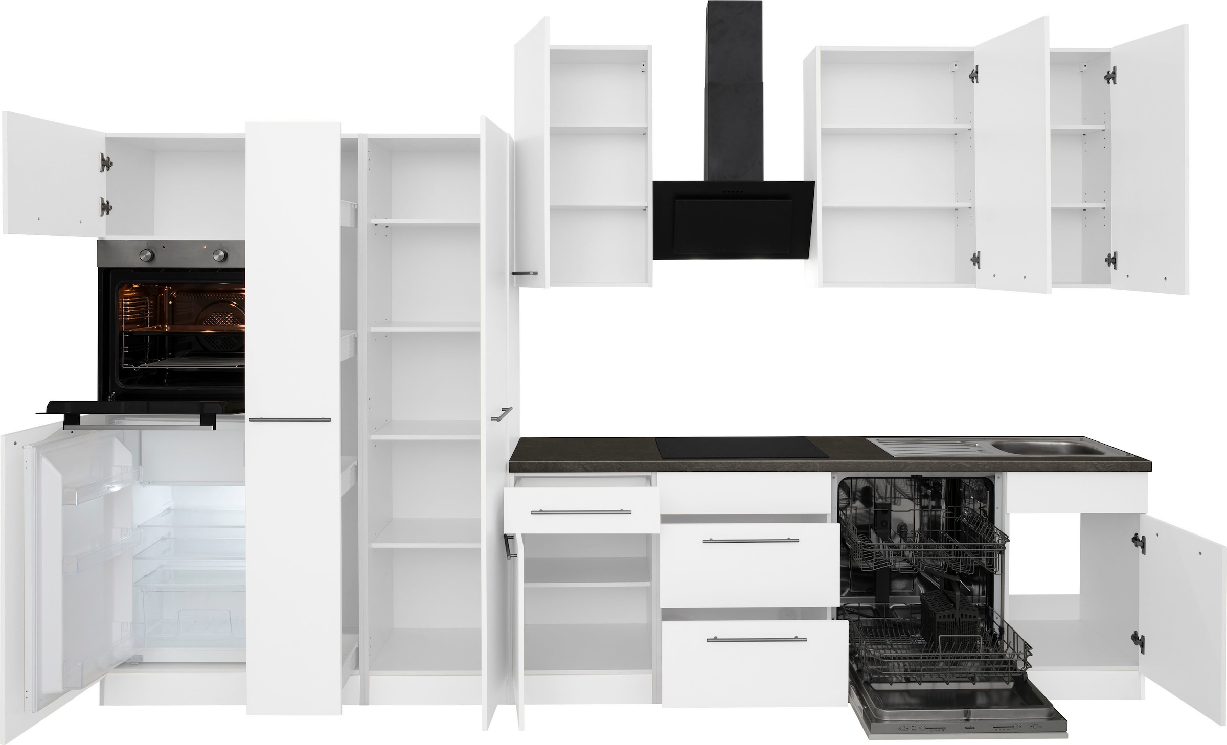wiho Küchen Küchenzeile »Unna«, mit E-Geräten, Breite 360 cm