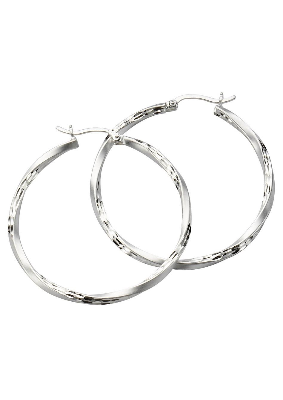 Paar Creolen FIRETTI "Schmuck Geschenk Silber 925 Basic diamantiert" Gr. 30, silber (silberfarben), Ohrringe, Damen, 30, Silber 925 (Sterlingsilber) 2