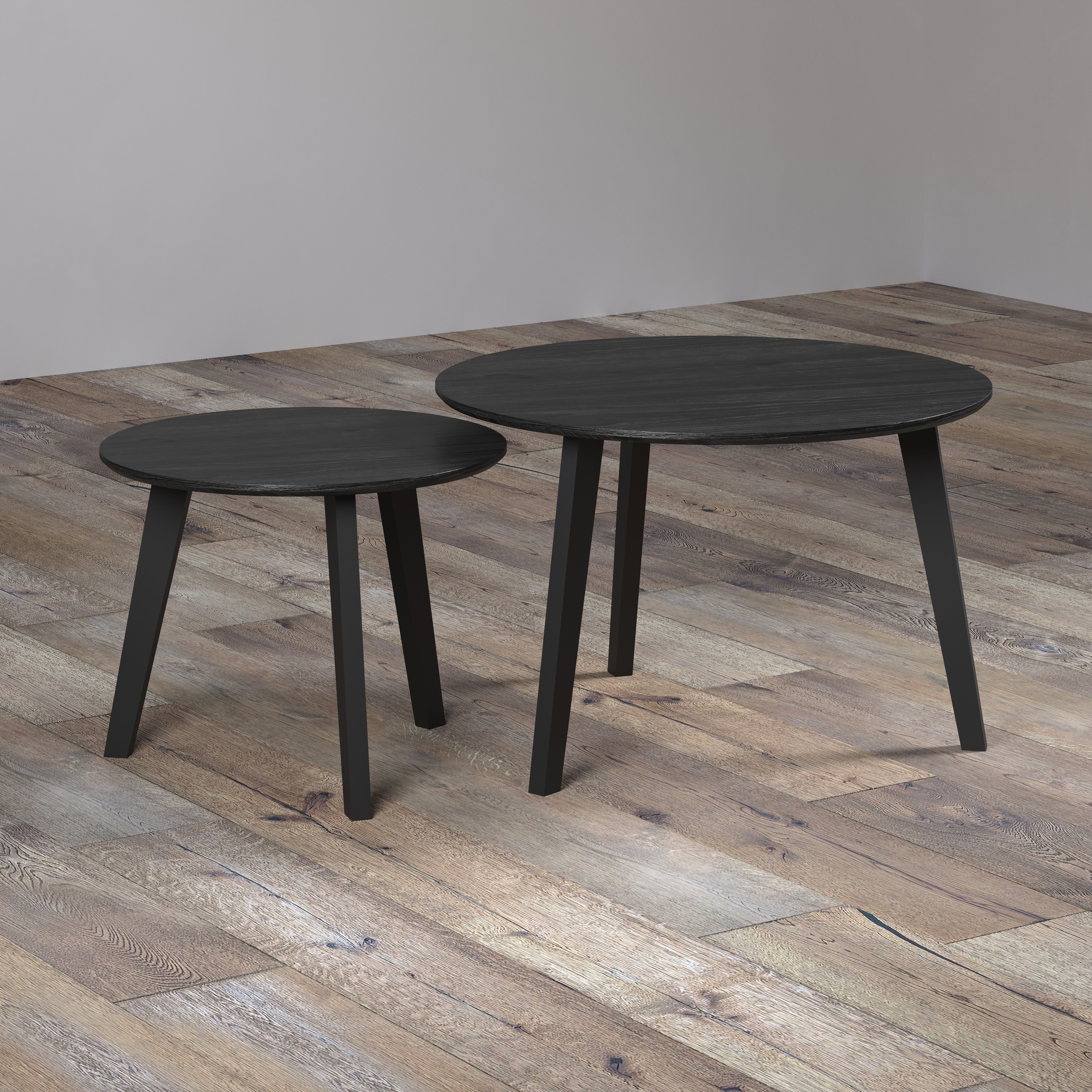 Home affaire Couchtisch "Ronda" Set, 2 Stk. tlg. Beistelltische mit Massivholzfüßen - Maße (B/T/H) 50-70/39-45/50-70 cm