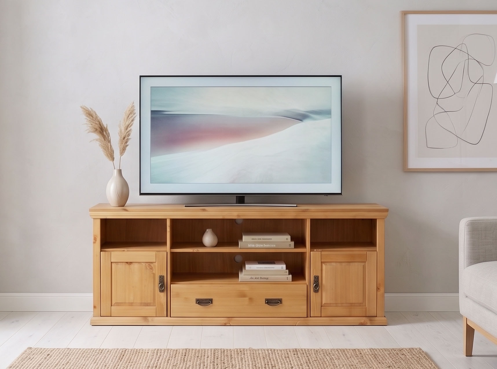 OTTO home Lowboard »Konrad TV-Board, TV-Kommode« Breite 169 cm, Höhe 67 cm, Metallgriffe, Kabeldurchführung