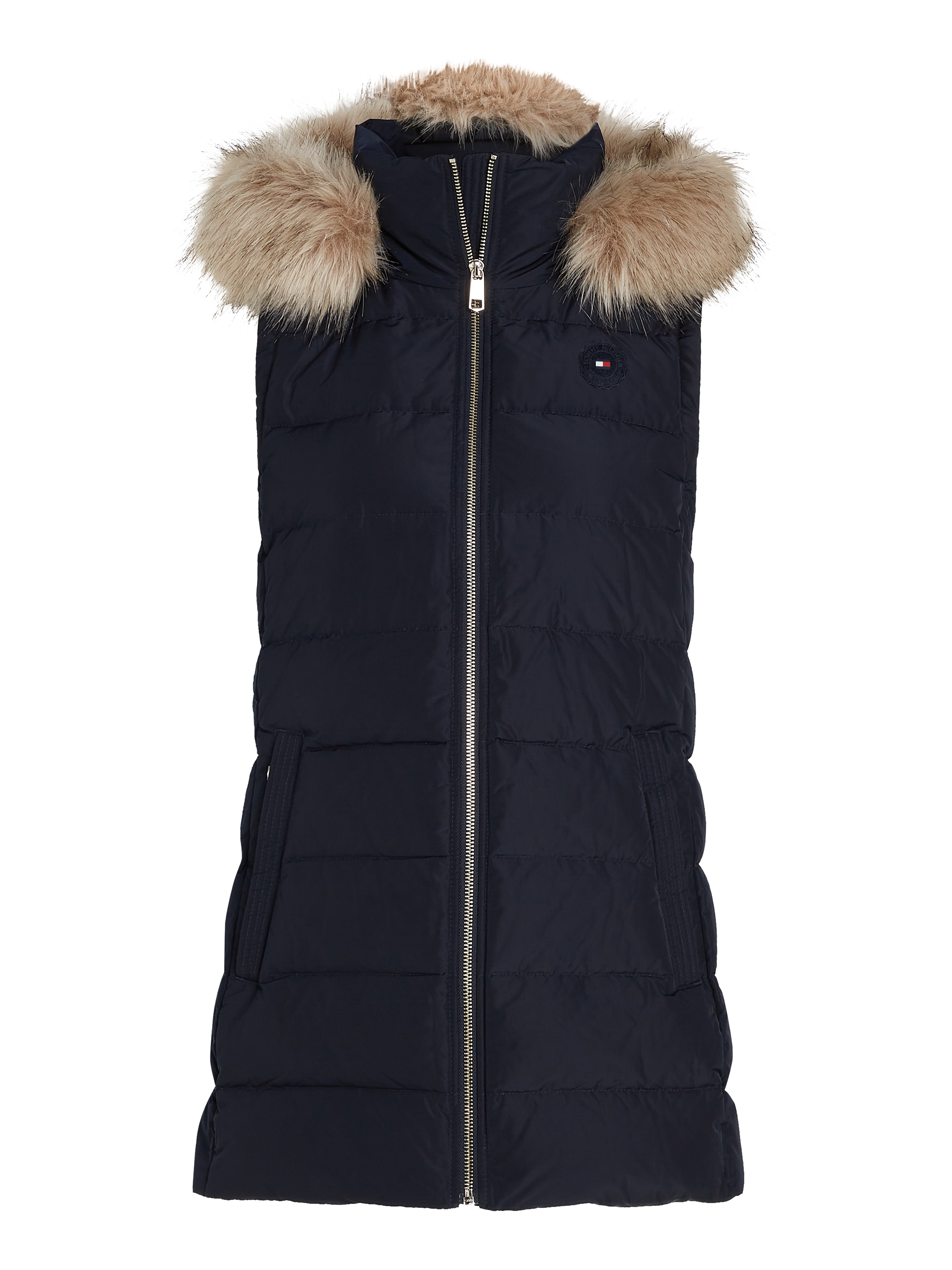 Tommy Hilfiger Steppweste »HERITAGE DOWN TYRA VEST WITH FUR«, mit Logopatch