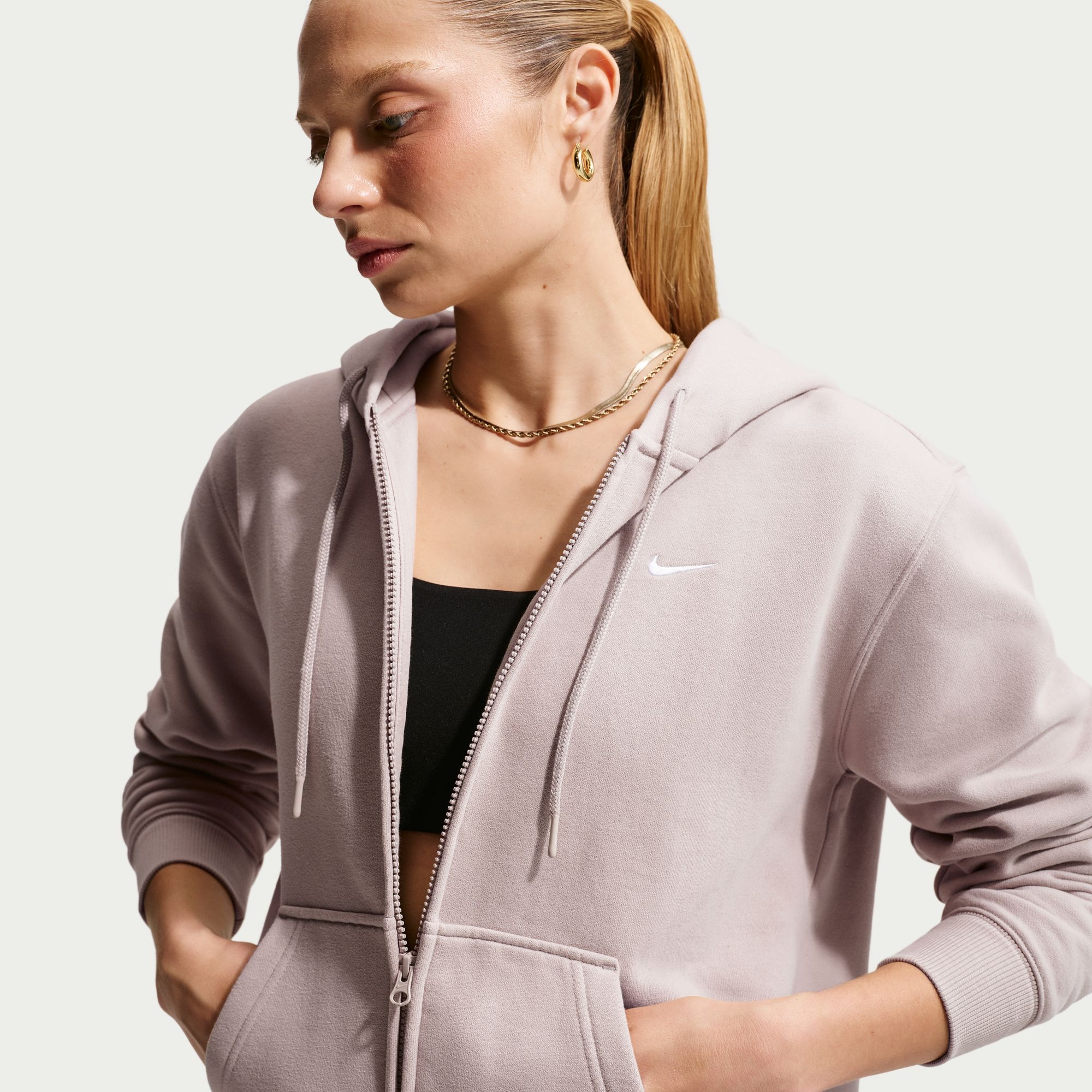 Nike Sportswear Kapuzensweatjacke »W NK STDO FLC MW STD FZ HDY« mit Kapuze, Langarm, aus angerauter Sweatware