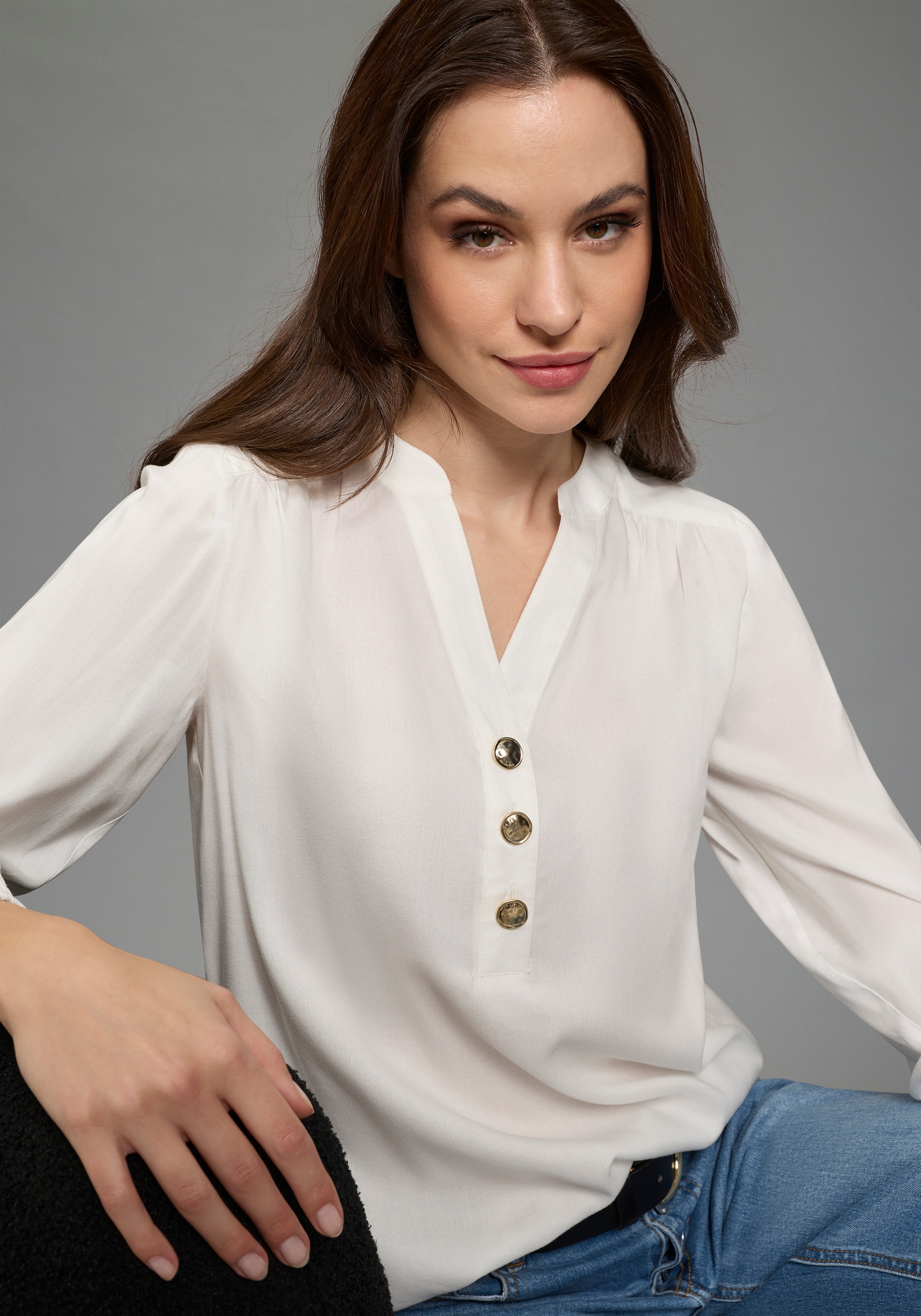 Bruno Banani Women's Pull-on Blouse White Size 40 2