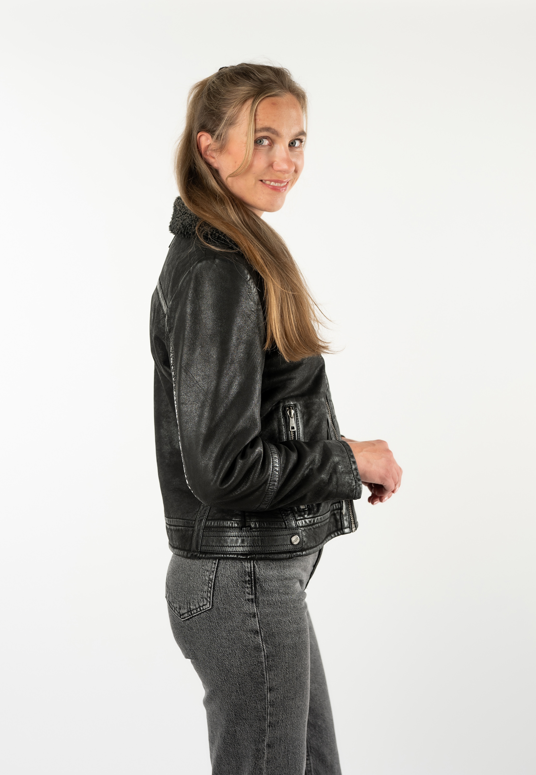 Mauritius Lederjacke »MWIskra« mit Teddyfell-Kragen