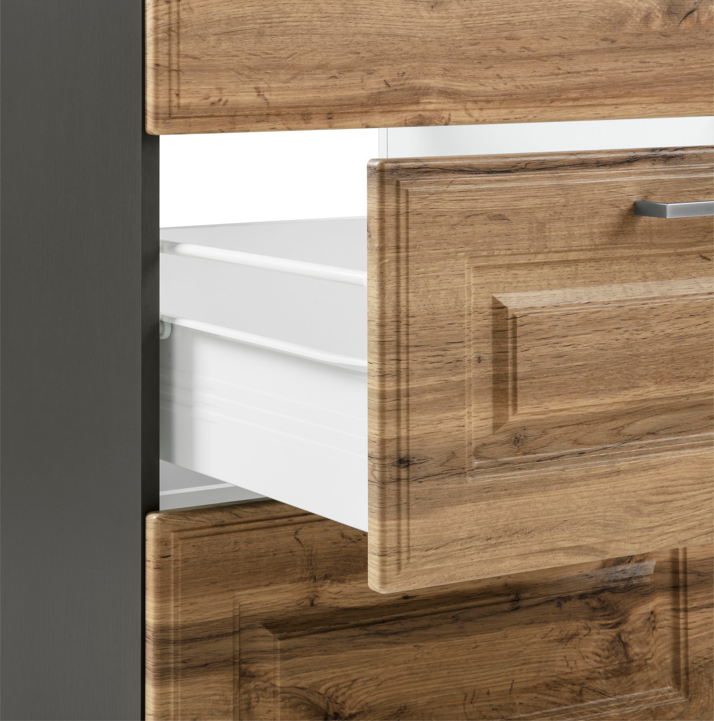 HELD MÖBEL Küchenzeile »Stockholm«, Breite 330 cm, mit hochwertigen MDF Fronten im Landhaus-Stil