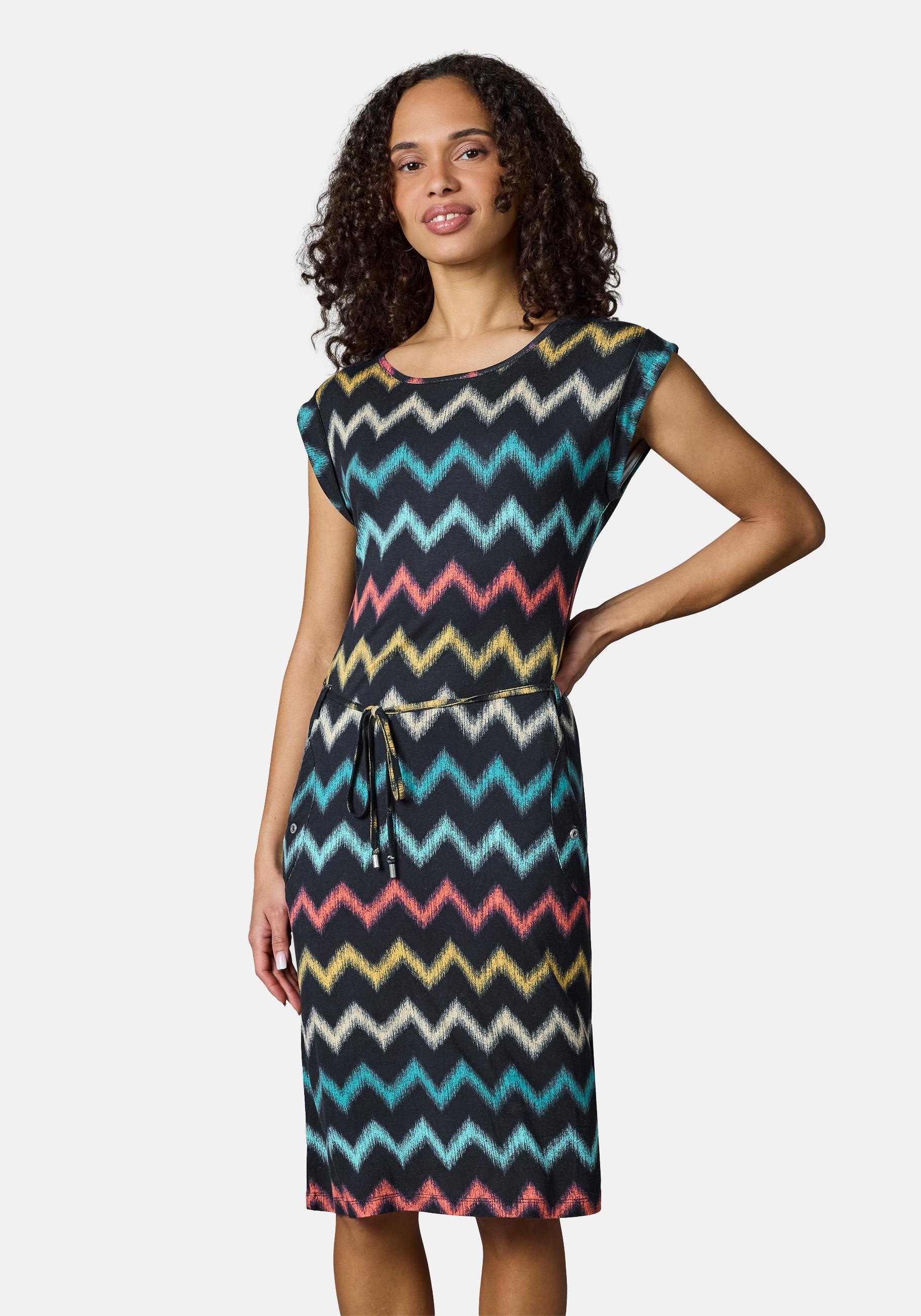 Ragwear Sommerkleid "Taggien Print" Eingrifftaschen Leichtes, bequemes Midikleid mit Muster