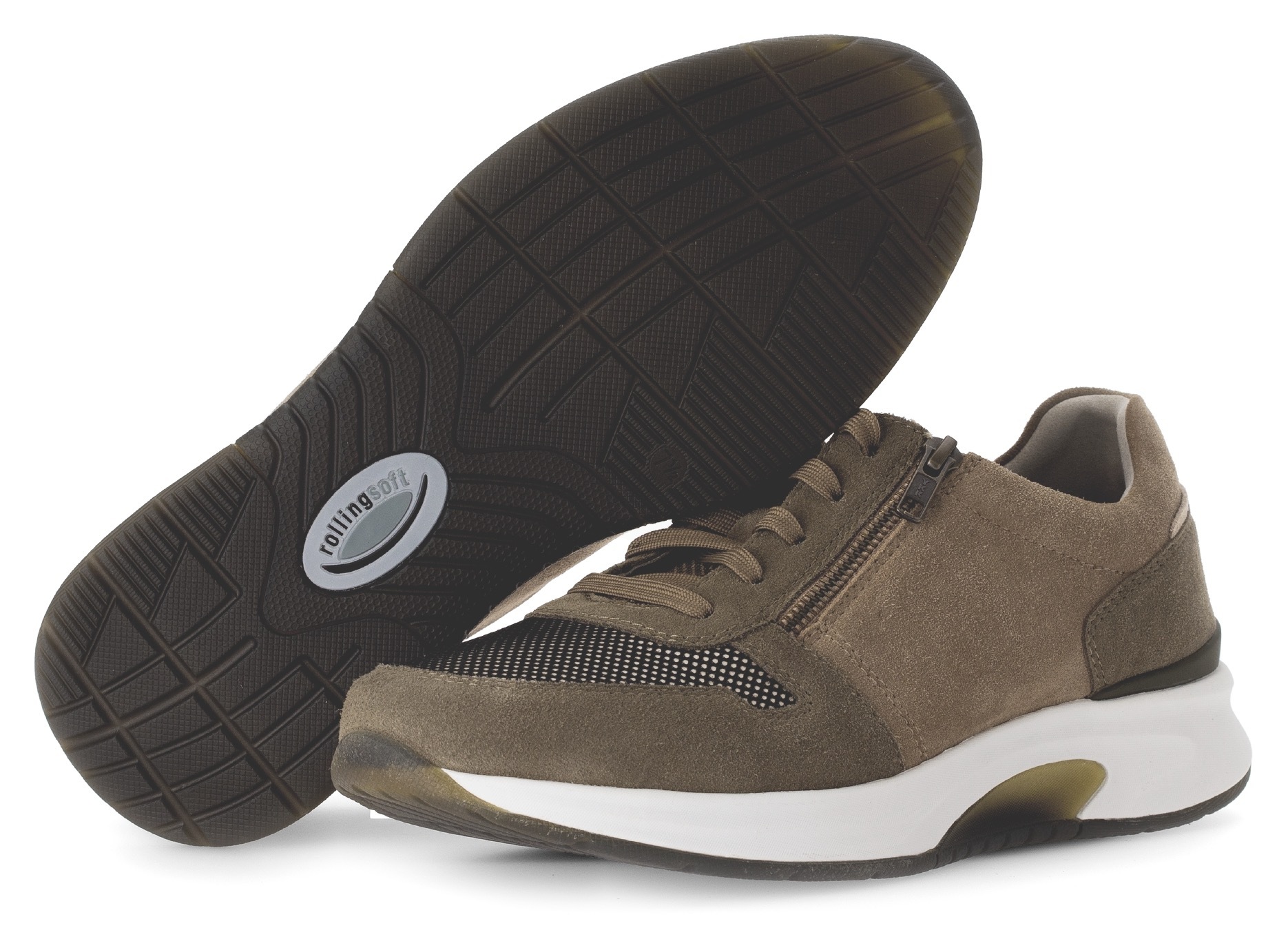 Gabor Rollingsoft Keilsneaker, Freizeitschuh, Halbschuh, Schnürer mit Außenreißverschluss, G-Weite