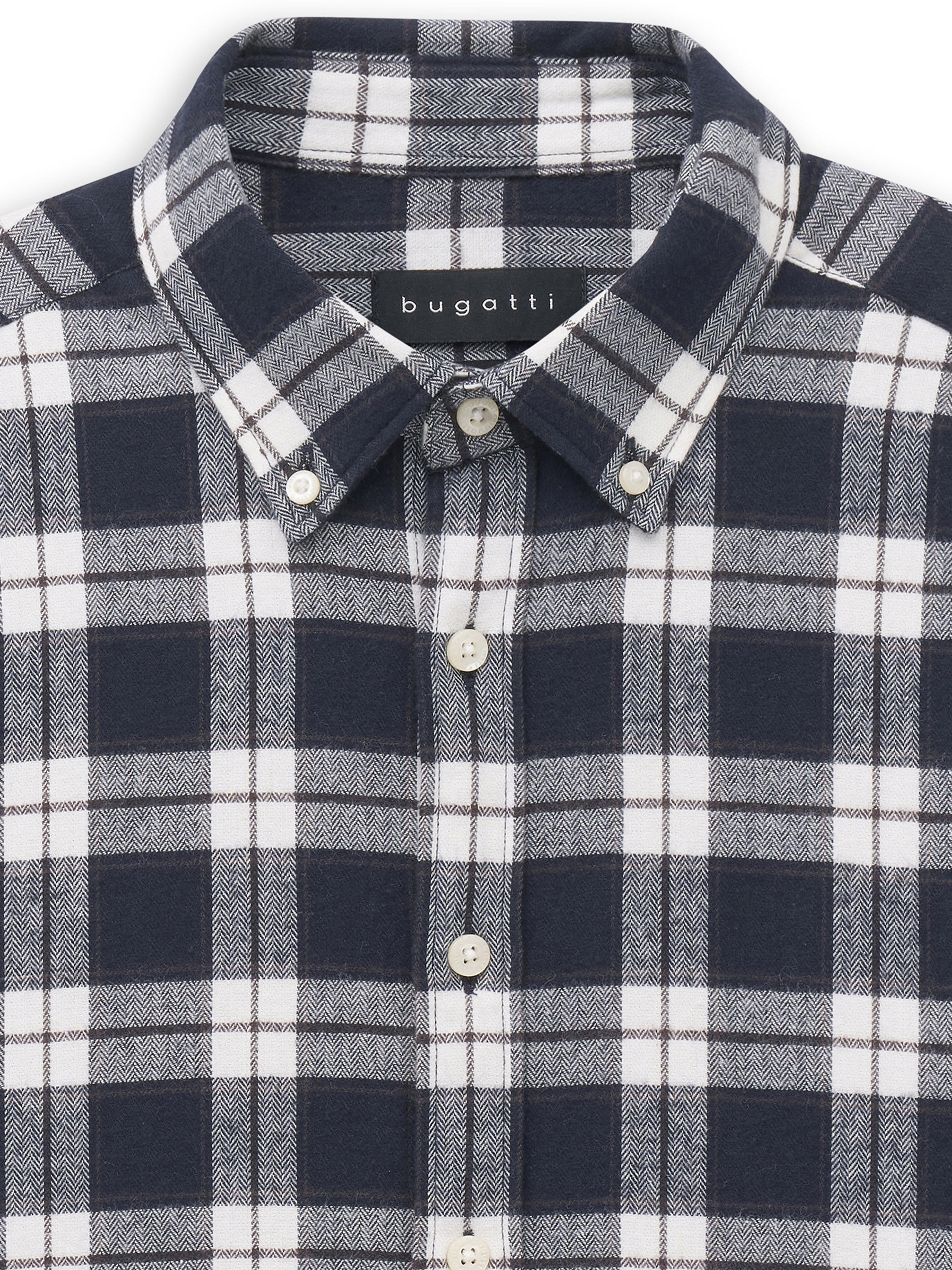 bugatti Langarmhemd »Modern Fit« Modern Fit Karo Herringbone Button-Down