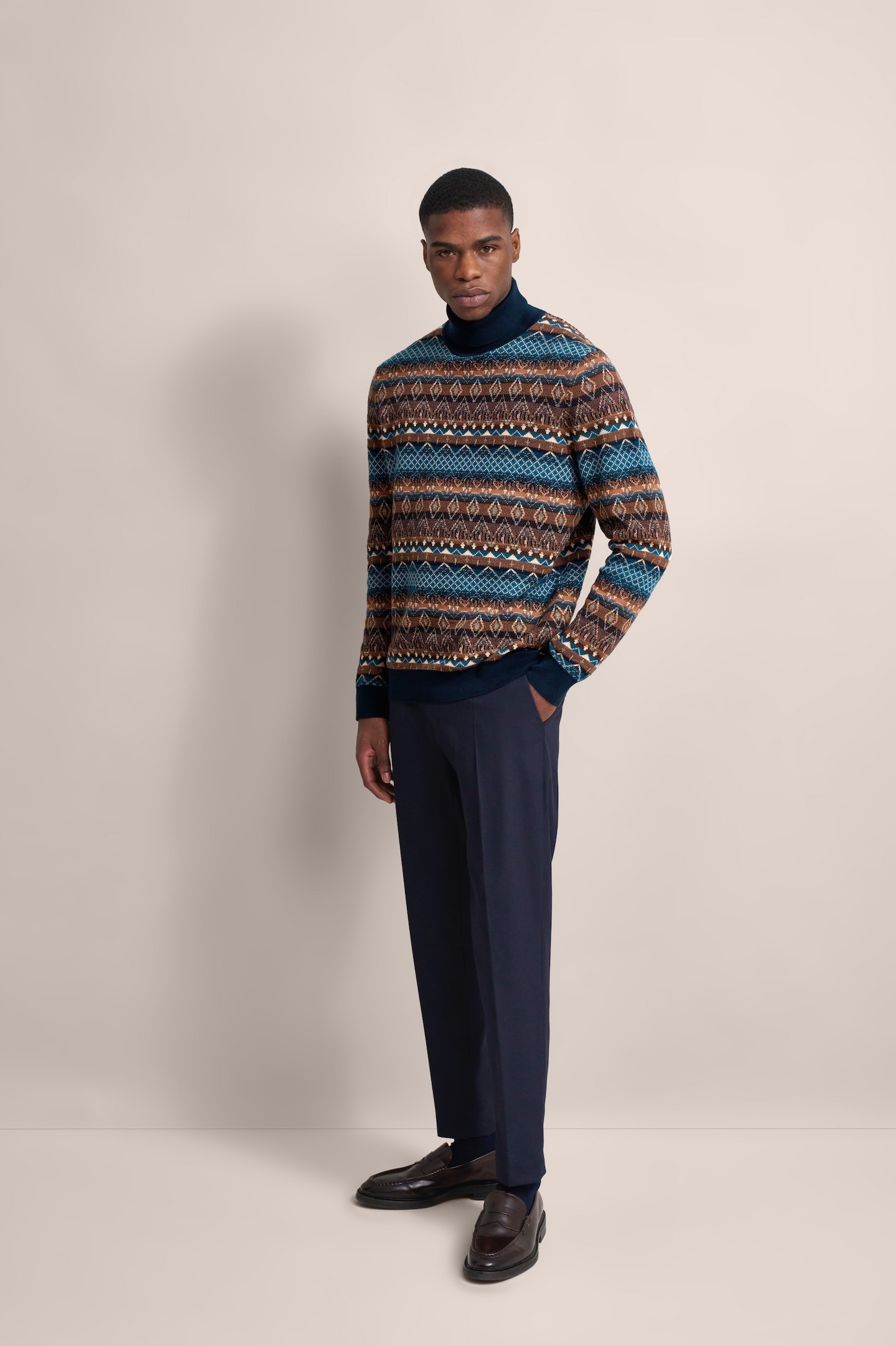 bugatti Rollkragenpullover, mit Multicolor-Muster