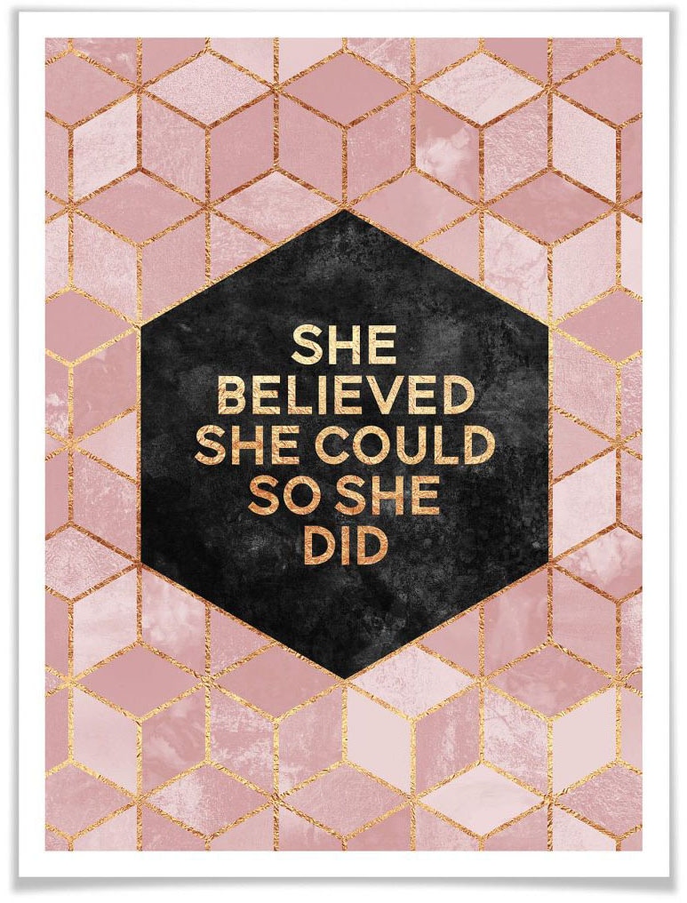 | »She Wall-Art Believed (1 Poster rosa«, St.) BAUR Schriftzug, bestellen
