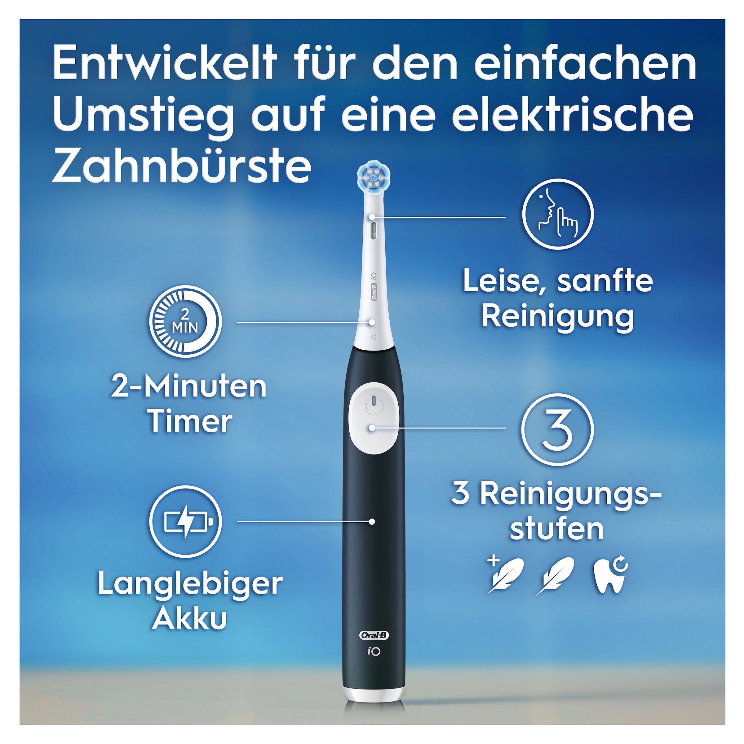 Oral-B Elektrische Zahnbürste »iO Series 2«, 1 St. Aufsteckbürsten, für die sanfte Reinigung, Reise-Etui