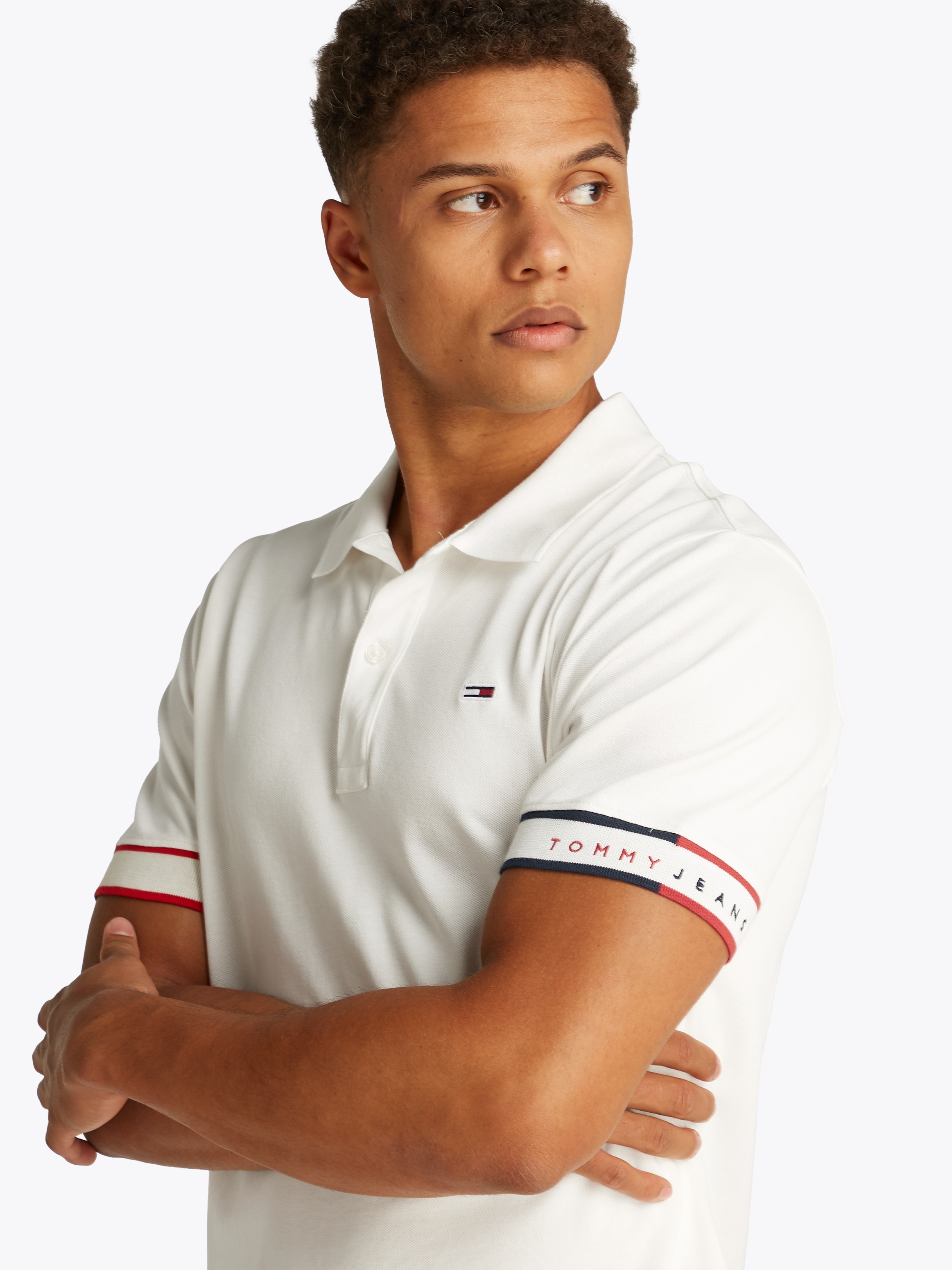Tommy Jeans Poloshirt "TJM SLIM FLAG CUFF POLO EXT" günstig online kaufen