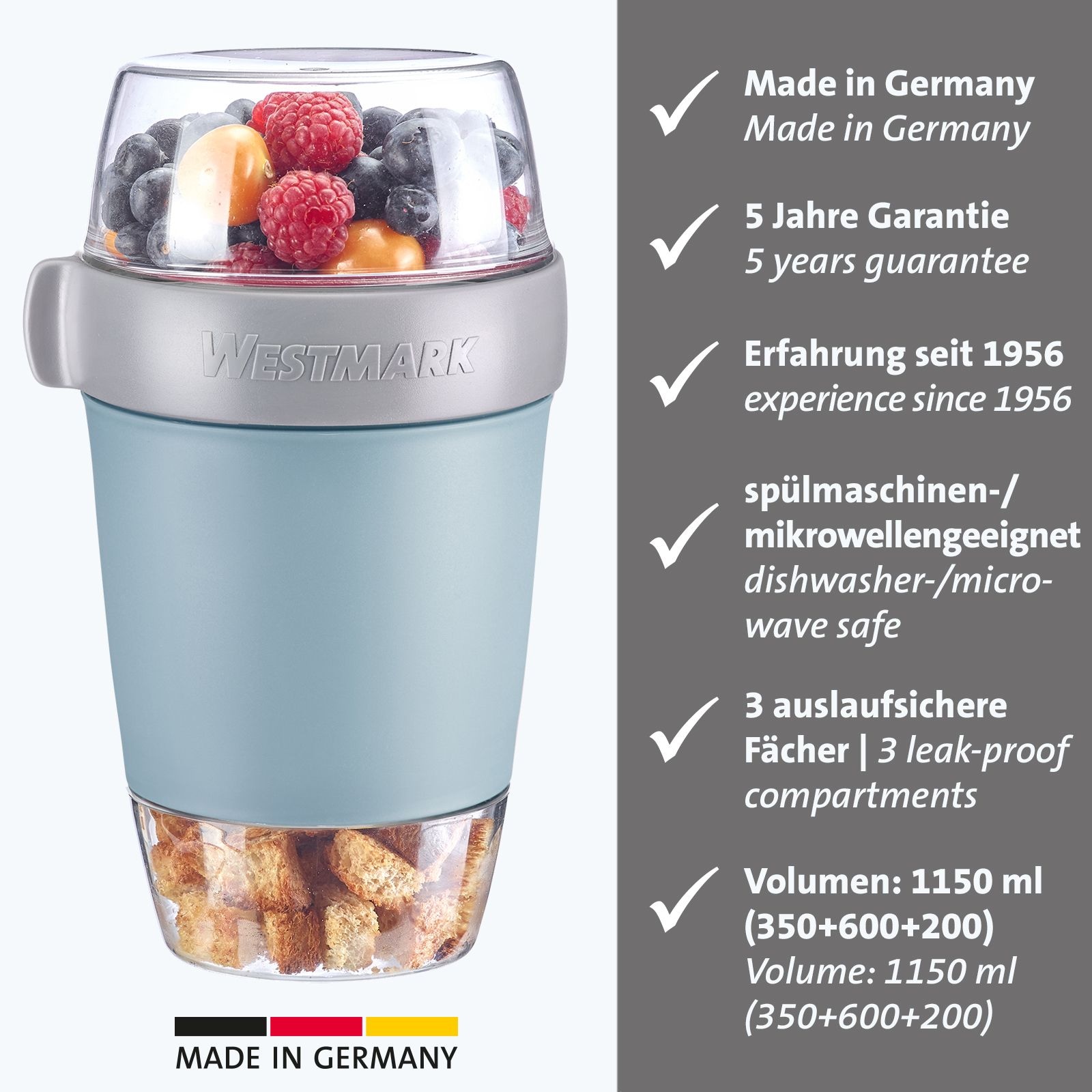 WESTMARK Mehrwegbecher, (1 tlg.), Lunchpot, 1150 ml, Made in Germany