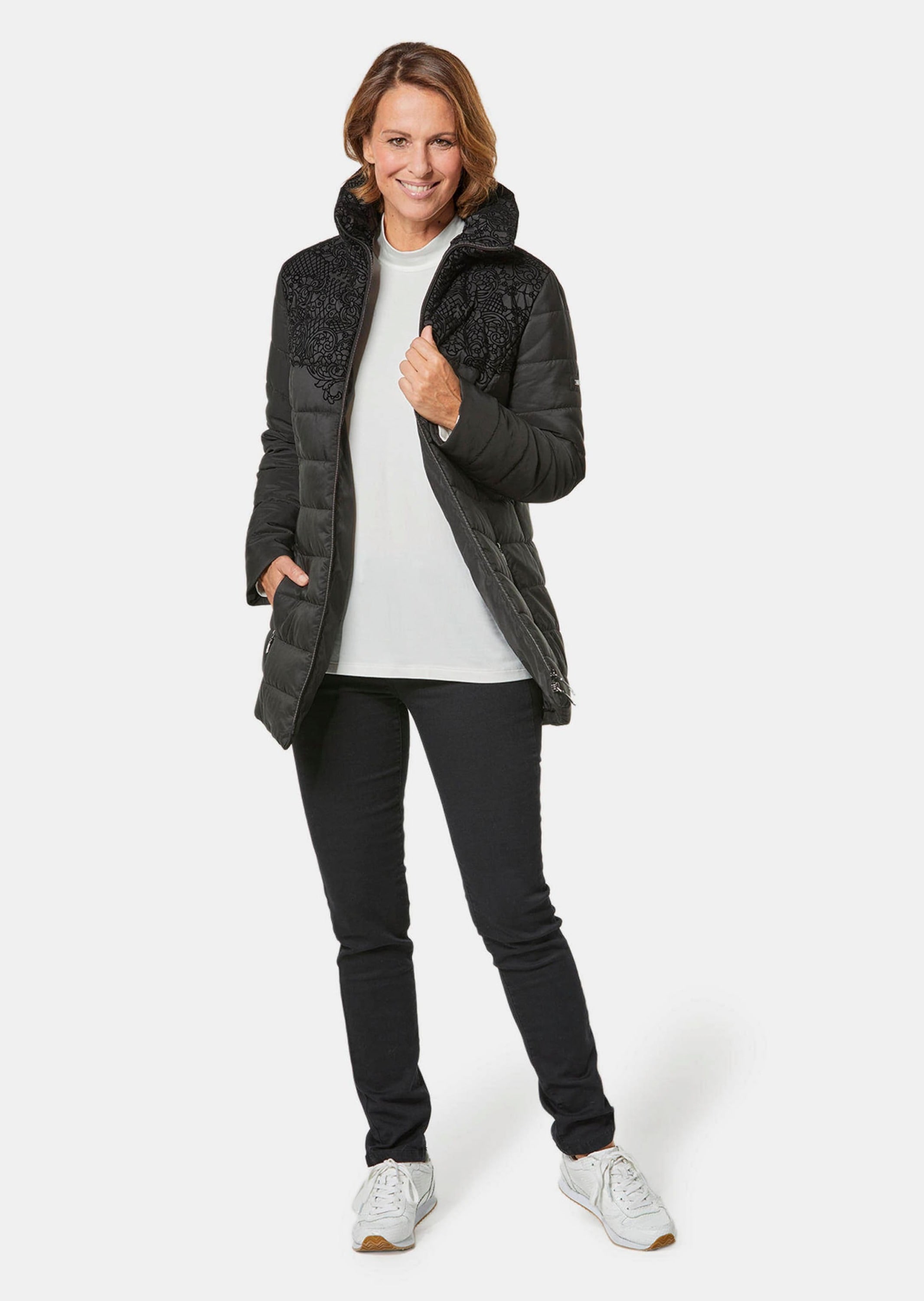 GOLDNER Steppjacke »Steppjacke mit hübschem Flock-Druck«