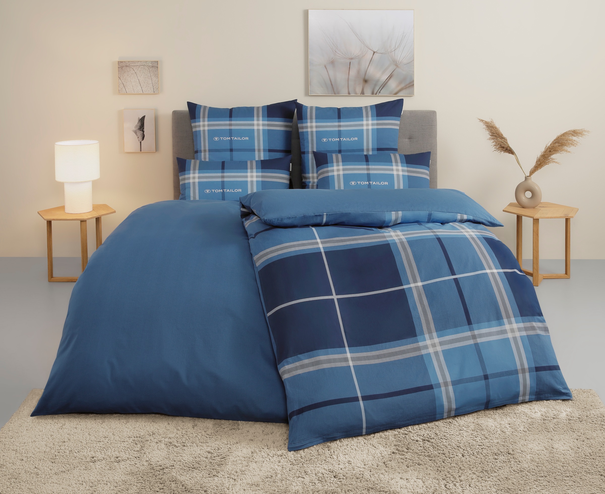 TOM TAILOR HOME Wendebettwäsche "Eric in Gr. 135x200 oder 155x220 cm" 3 mit Reißverschluss, mit GRATIS-Zugabe: Sportbeutel aus 100% Baumwolle