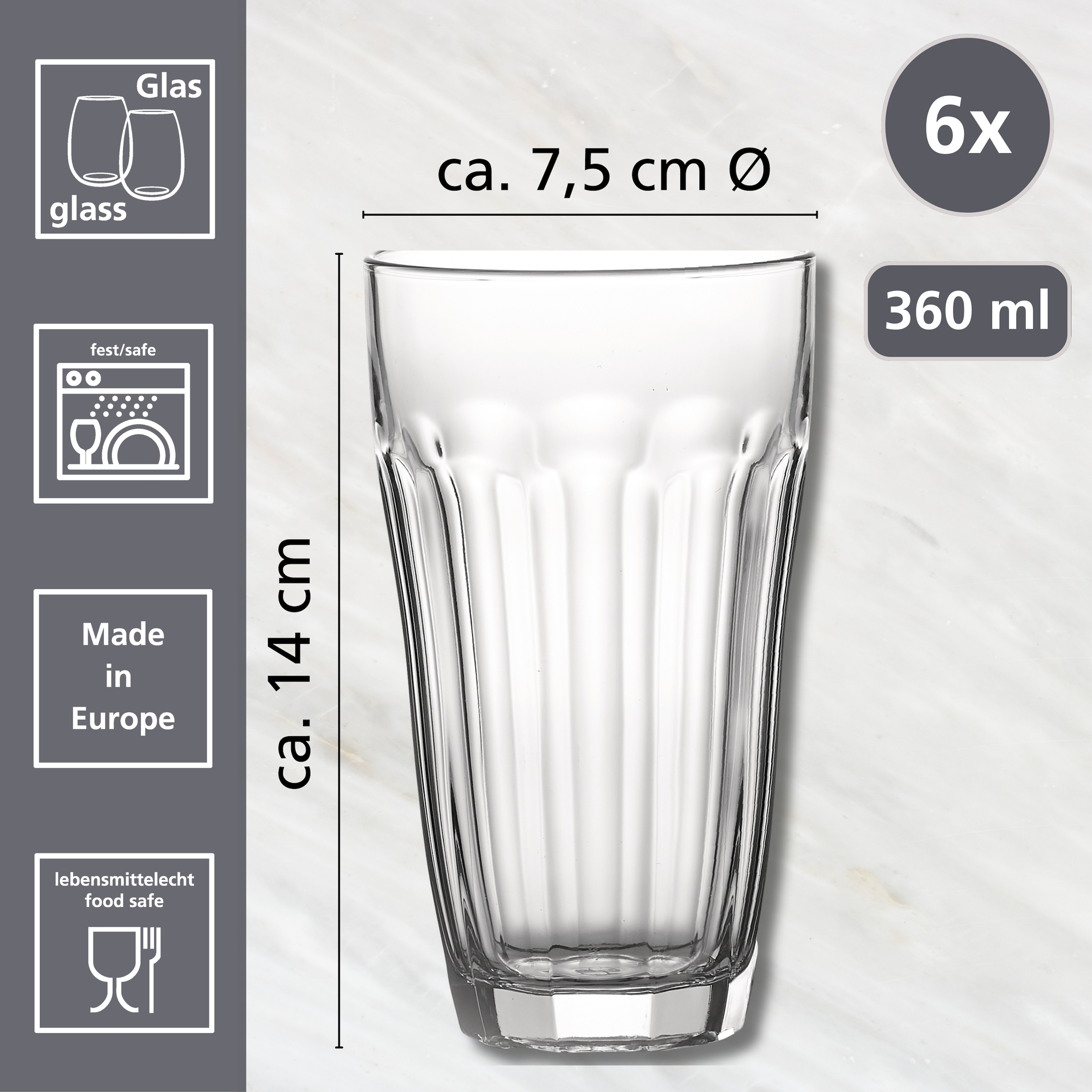 Ritzenhoff & Breker Gläser-Set »Baku«, (Set, 6 tlg.), Trinkglas im 6er Set, je 360 ml