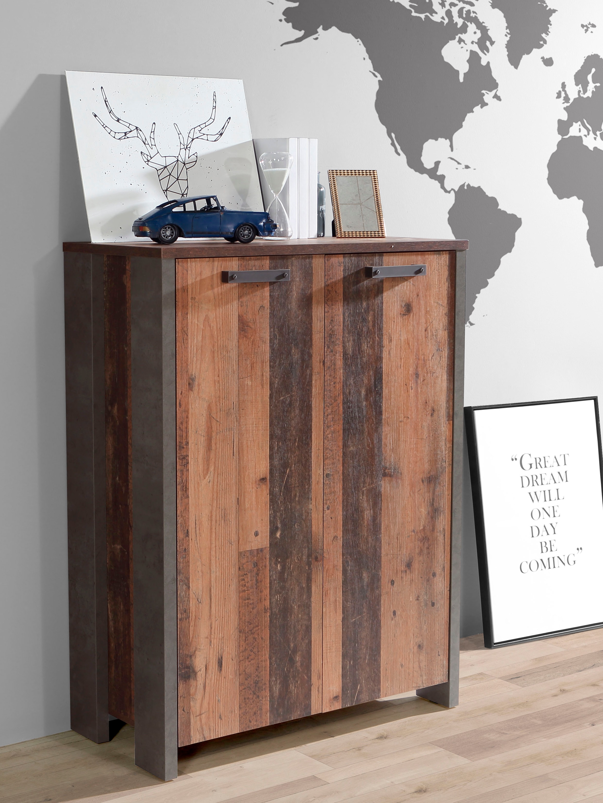 FORTE Kommode »Clif«, Aktenschrank im Industriestil, Breite 86 cm x Höhe 115 cm