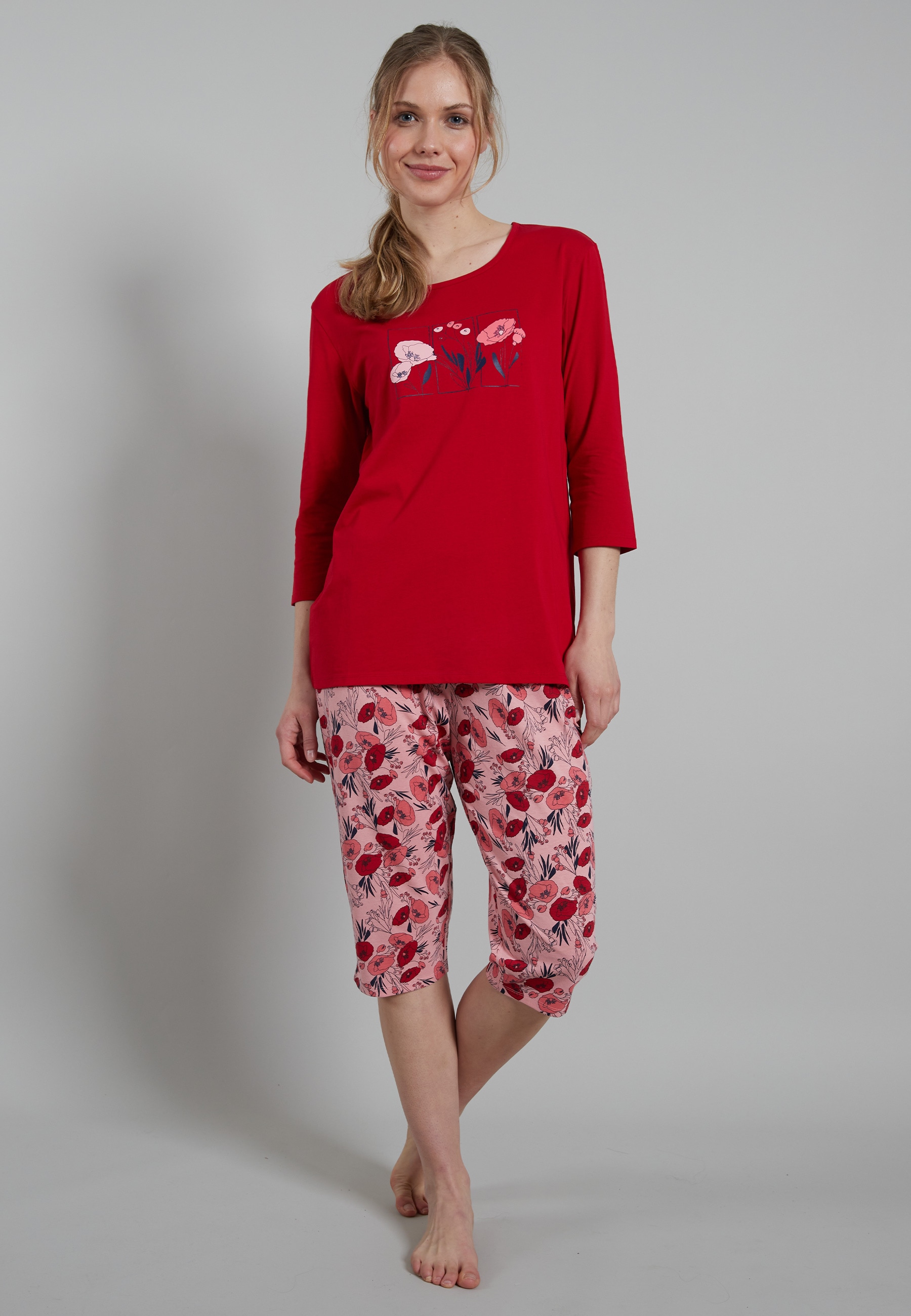 GÖTZBURG Pyjama, mit Print, Rundhalsausschnitt, 100% Baumwolle, feminin, le günstig online kaufen