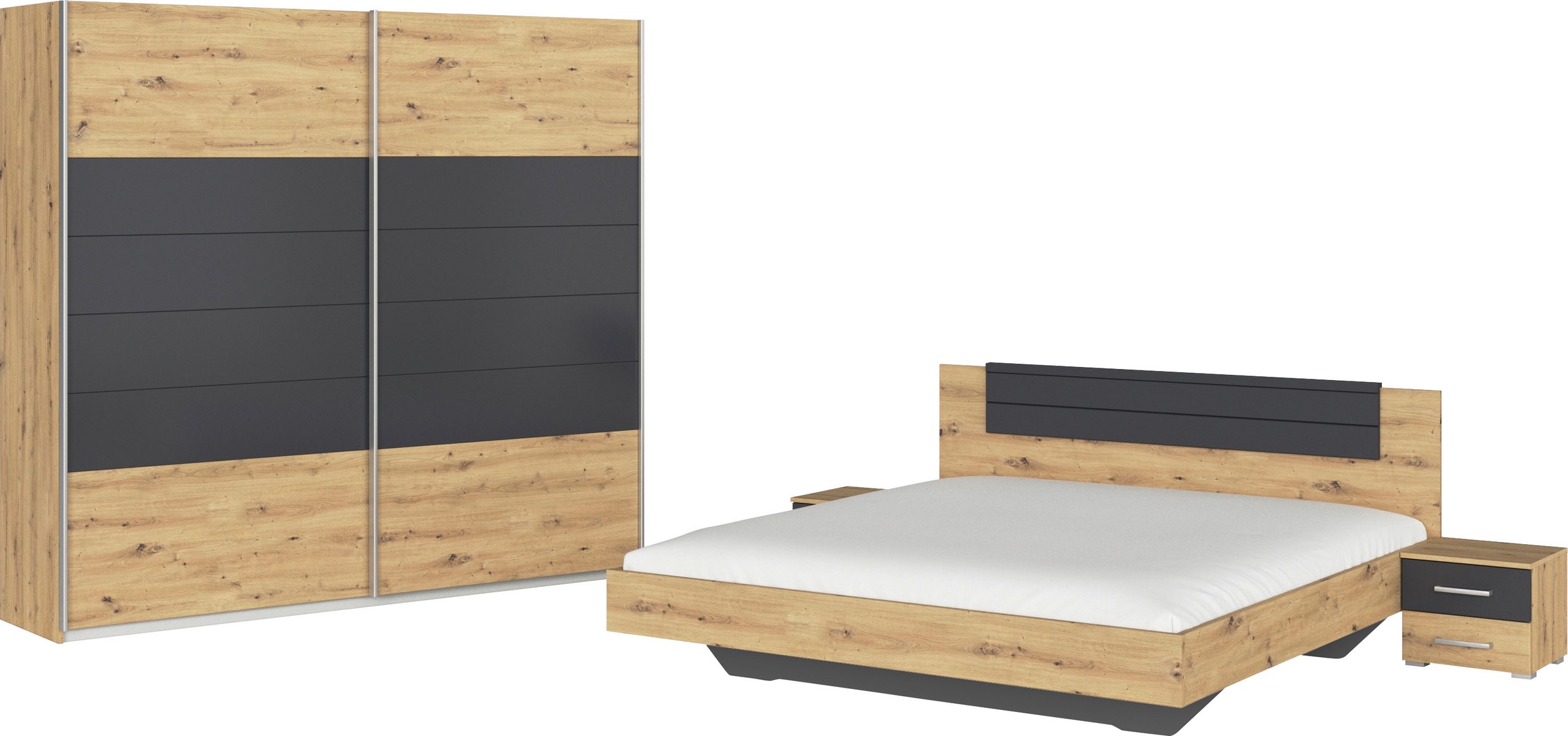 rauch Schlafzimmer-Set "Komplettschlafzimmer Schlafzimmer BARCELONA mit Schrank Breite 226 cm,", (Set, 4 tlg.), Bett 160