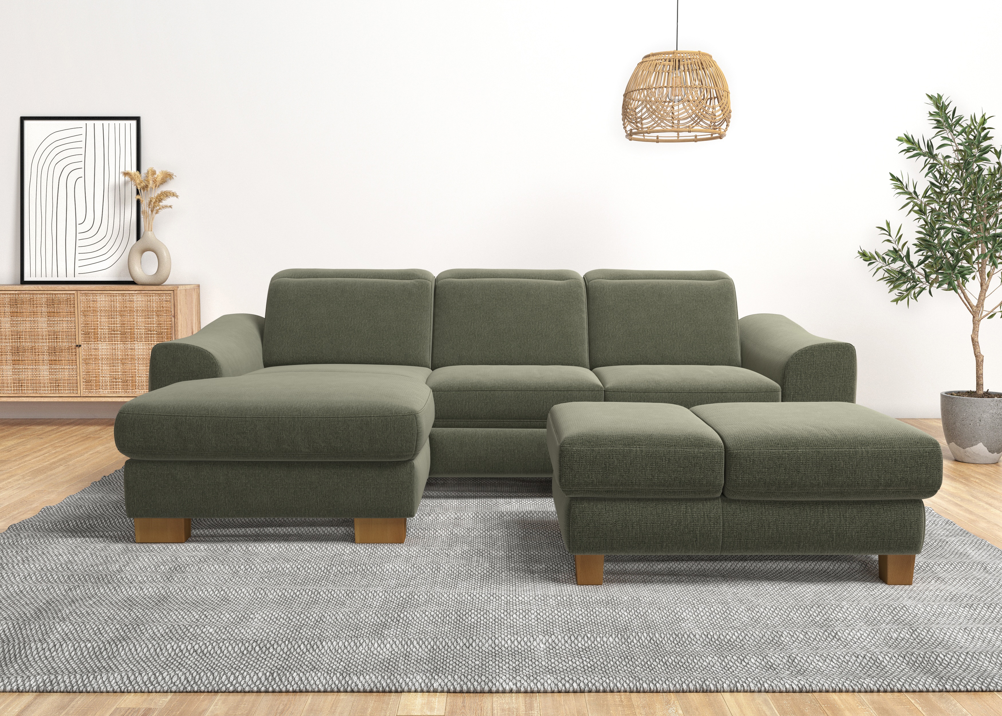 Home affaire Ecksofa "Dundee L-Form" wahlweise mit Kopfteilverstellung und zusätzlich mit Schlaffunktion