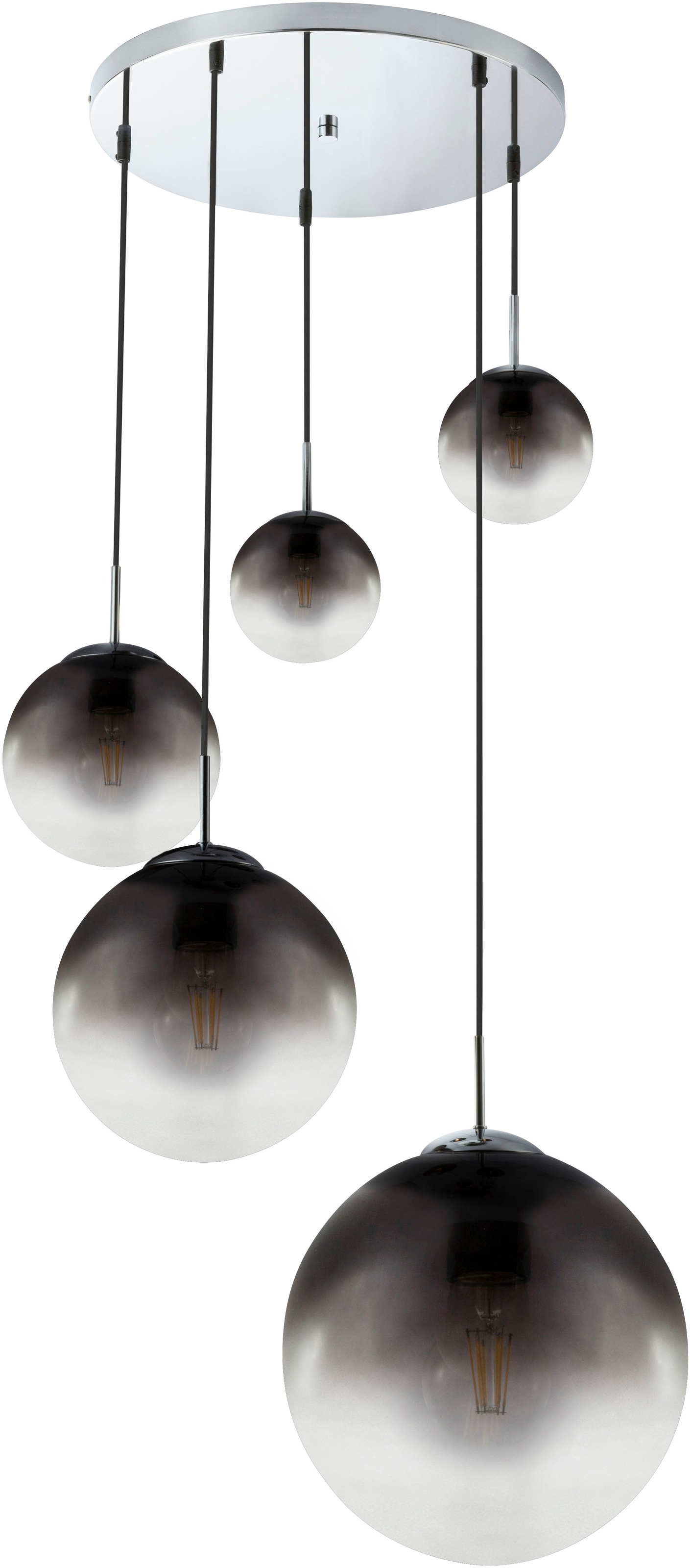 GLOBO LIGHTING Hängeleuchte »VARUS« E27 1 Stk. Verchromte Hängeleuchte mit 5 Glas-Kugeln, Höhe kürzbar